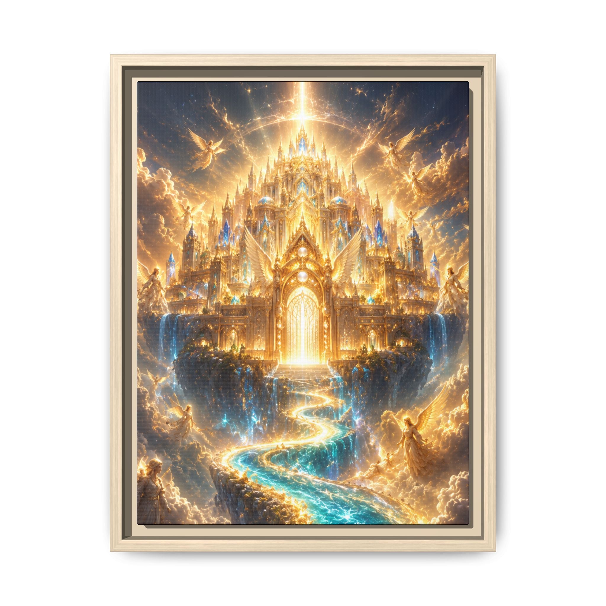 Golden Celestial Castle Fine Art Paper Print Wall Art