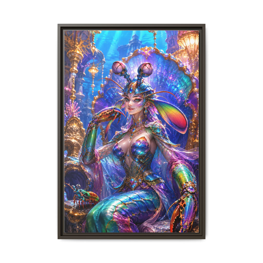 Mermaid Queen Framed Matte Canvas Art — Vibrant Fantasy Underwater Wall Decor