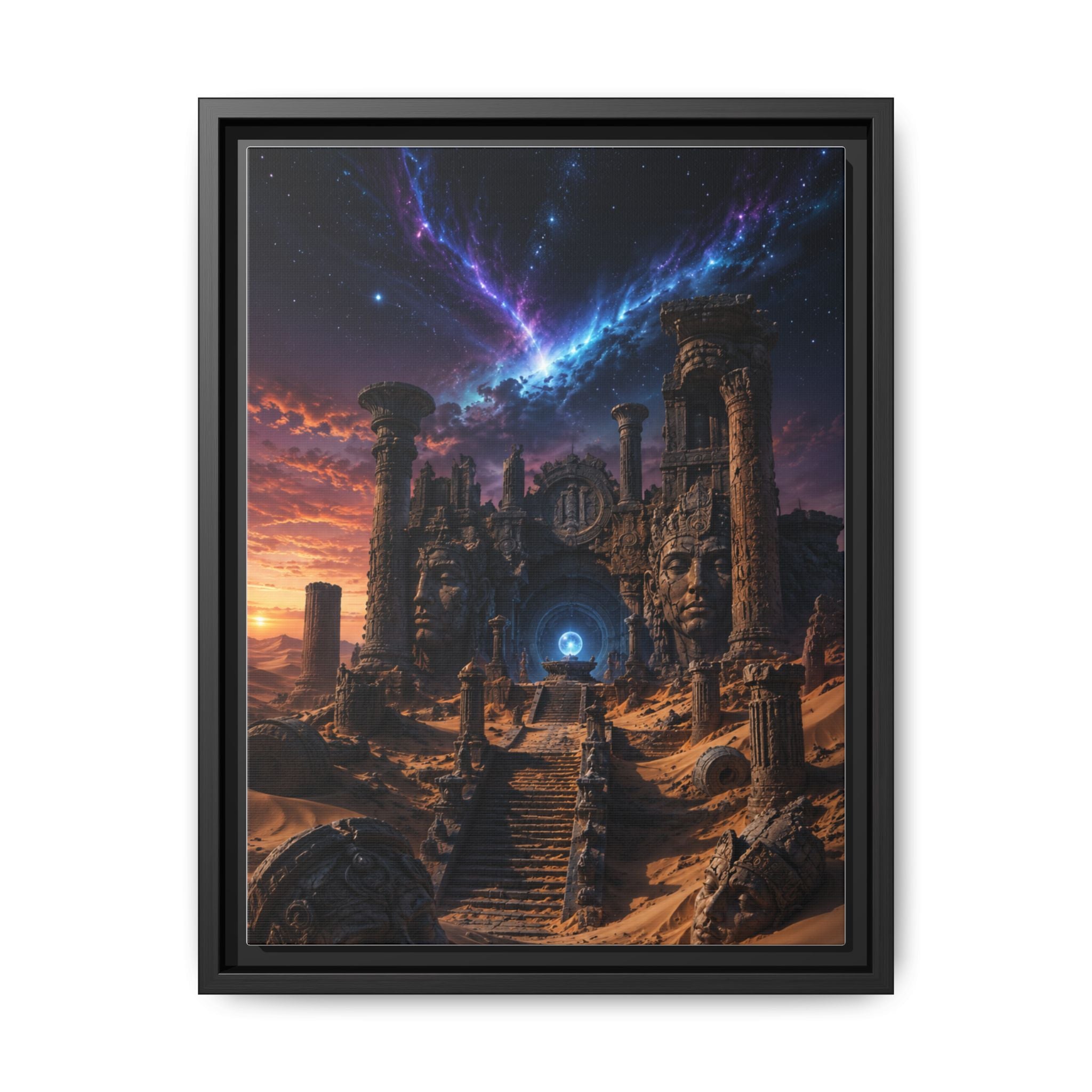 Framed Matte Canvas — Mystical Desert Ruins Nightscape
