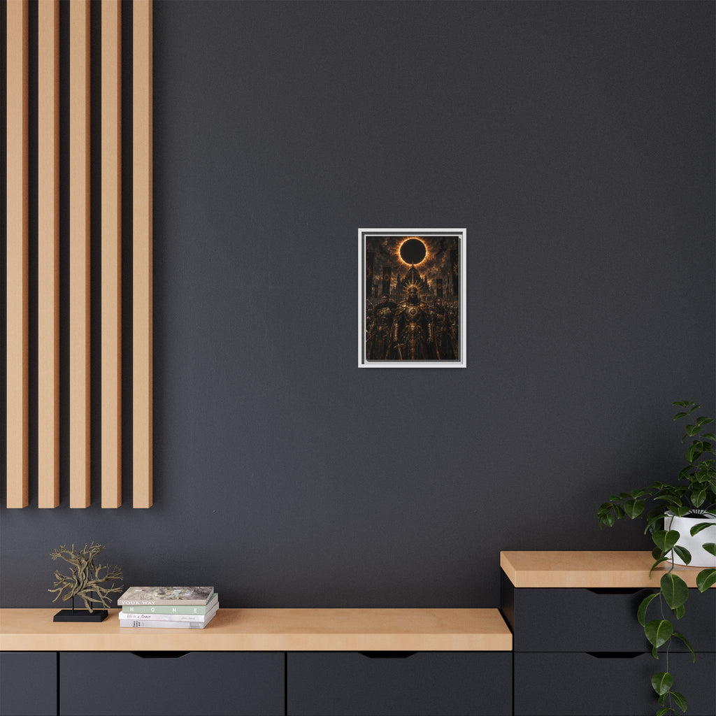 Dark Solar Eclipse Warrior Matte Canvas Framed Art Print