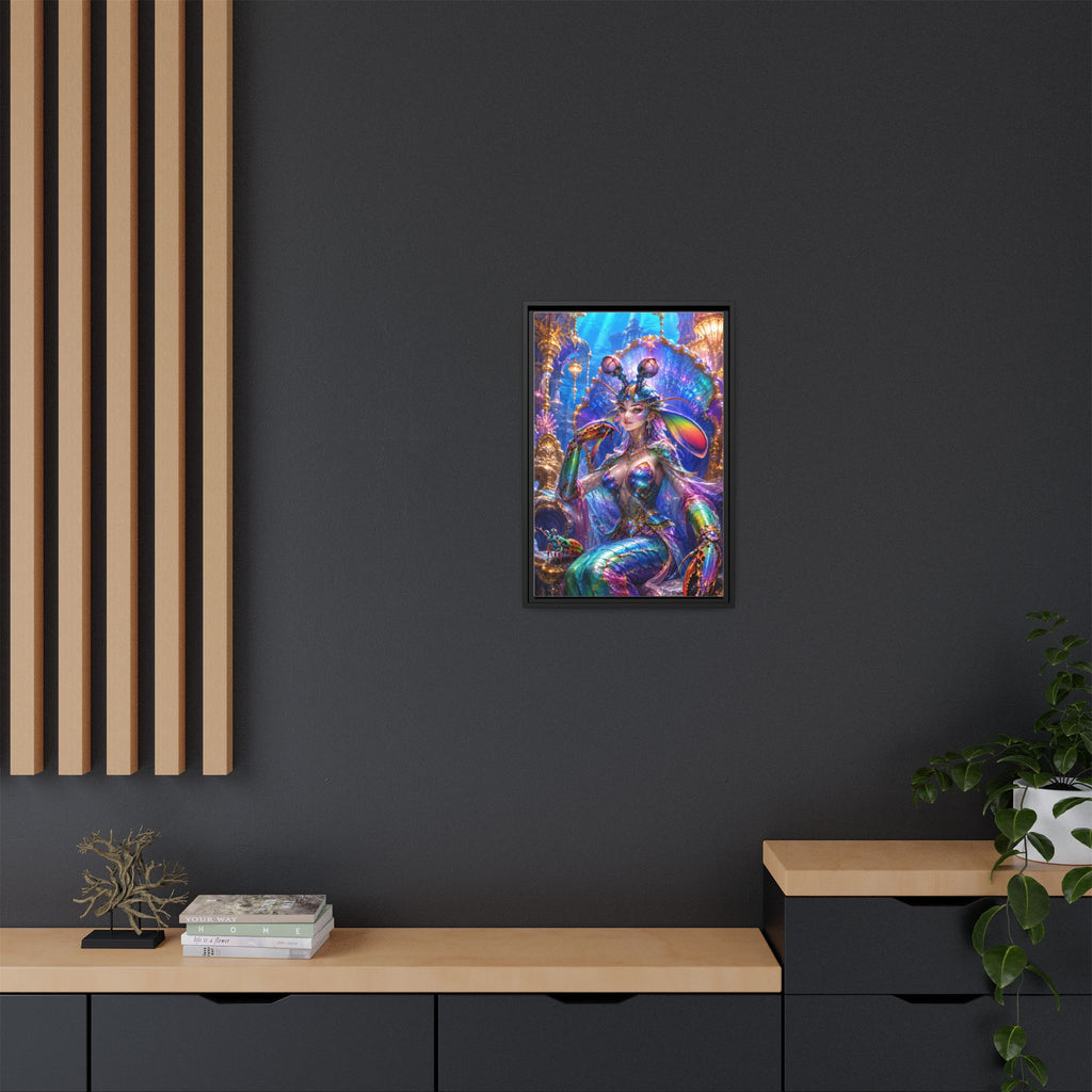 Mermaid Queen Framed Matte Canvas Art — Vibrant Fantasy Underwater Wall Decor