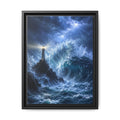 Framed Matte Canvas – Stormy Lighthouse Ocean Print