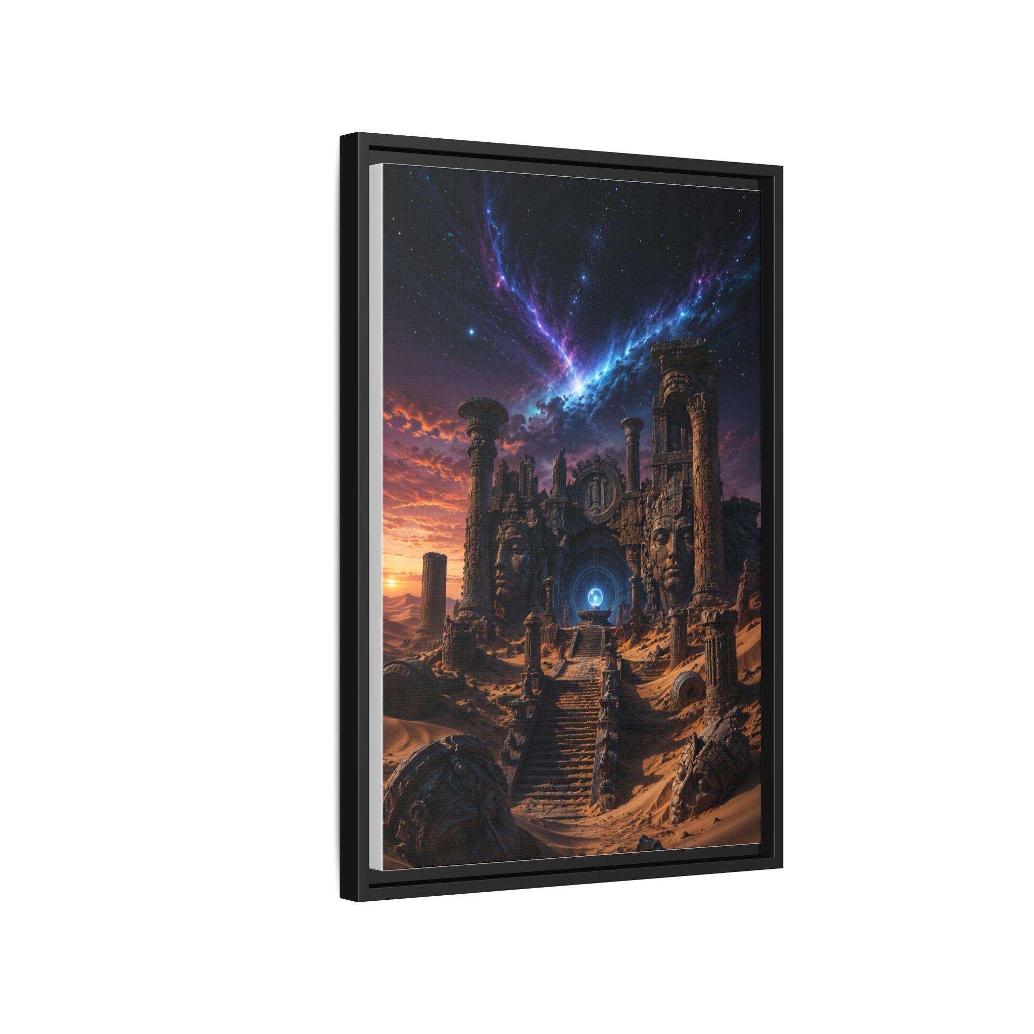 Framed Matte Canvas — Mystical Desert Ruins Nightscape