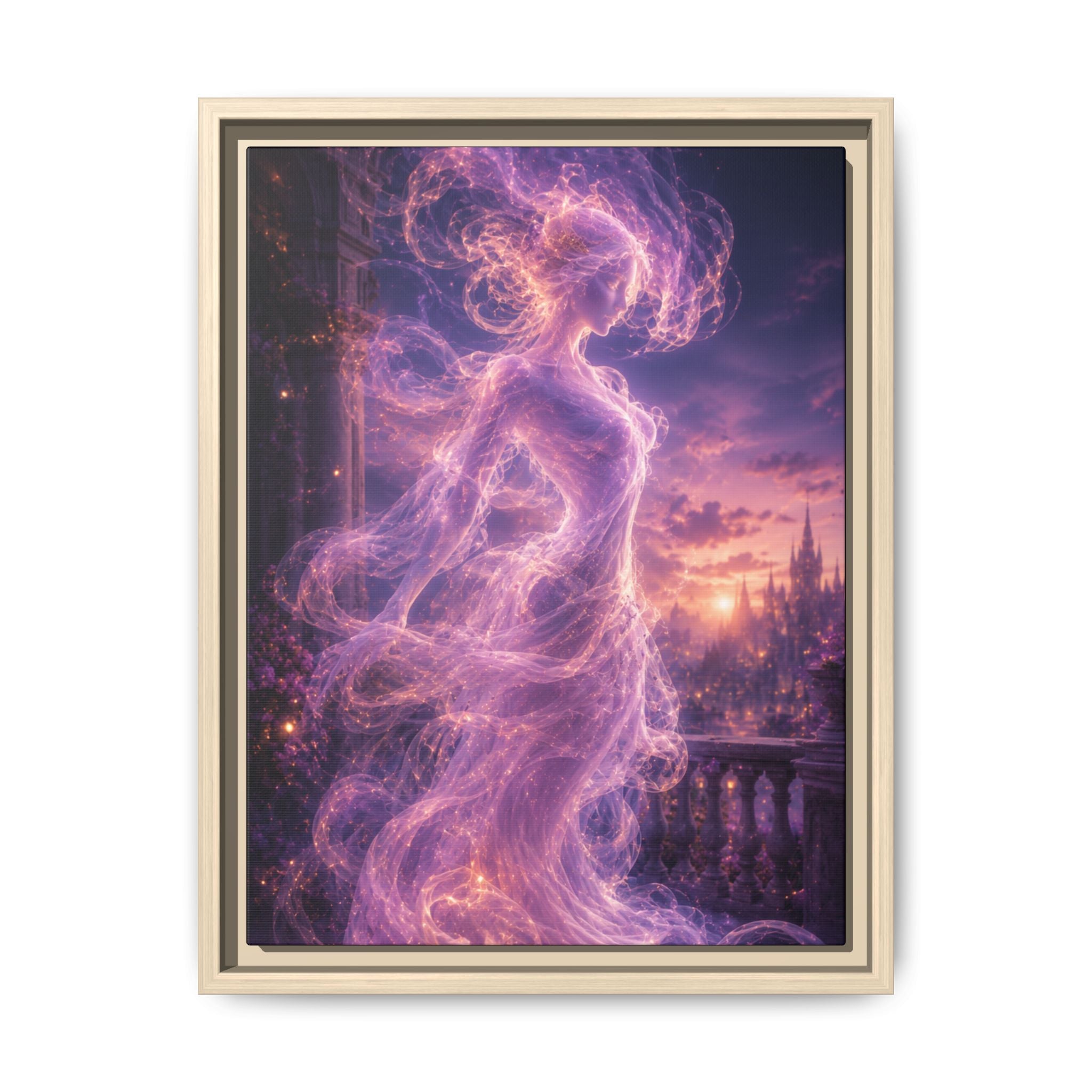 Framed Floral Canvas Wall Art — Vintage Garden Nightscape