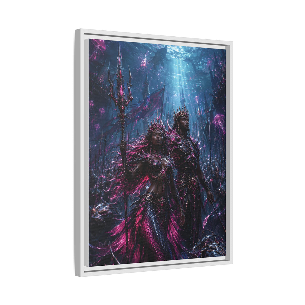 Framed Matte Canvas Print — Mystical Underwater King & Queen Artwork