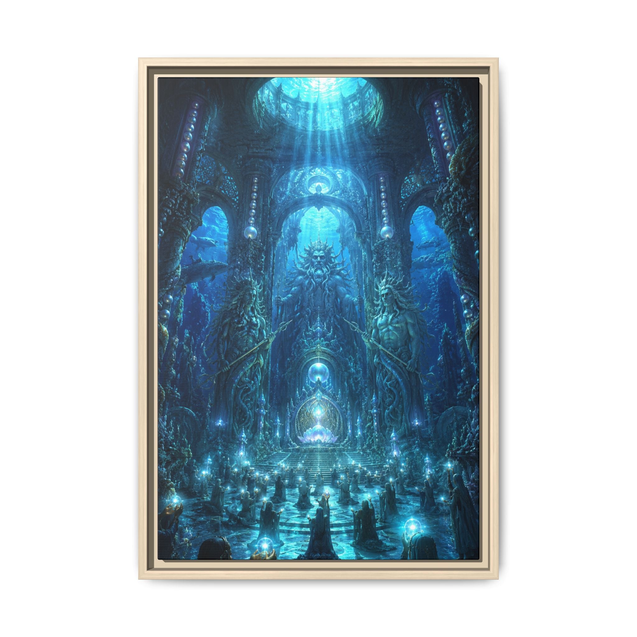 Fantasy Cathedral Fine Art Paper Print — Mystical Blue Ritual Artwork