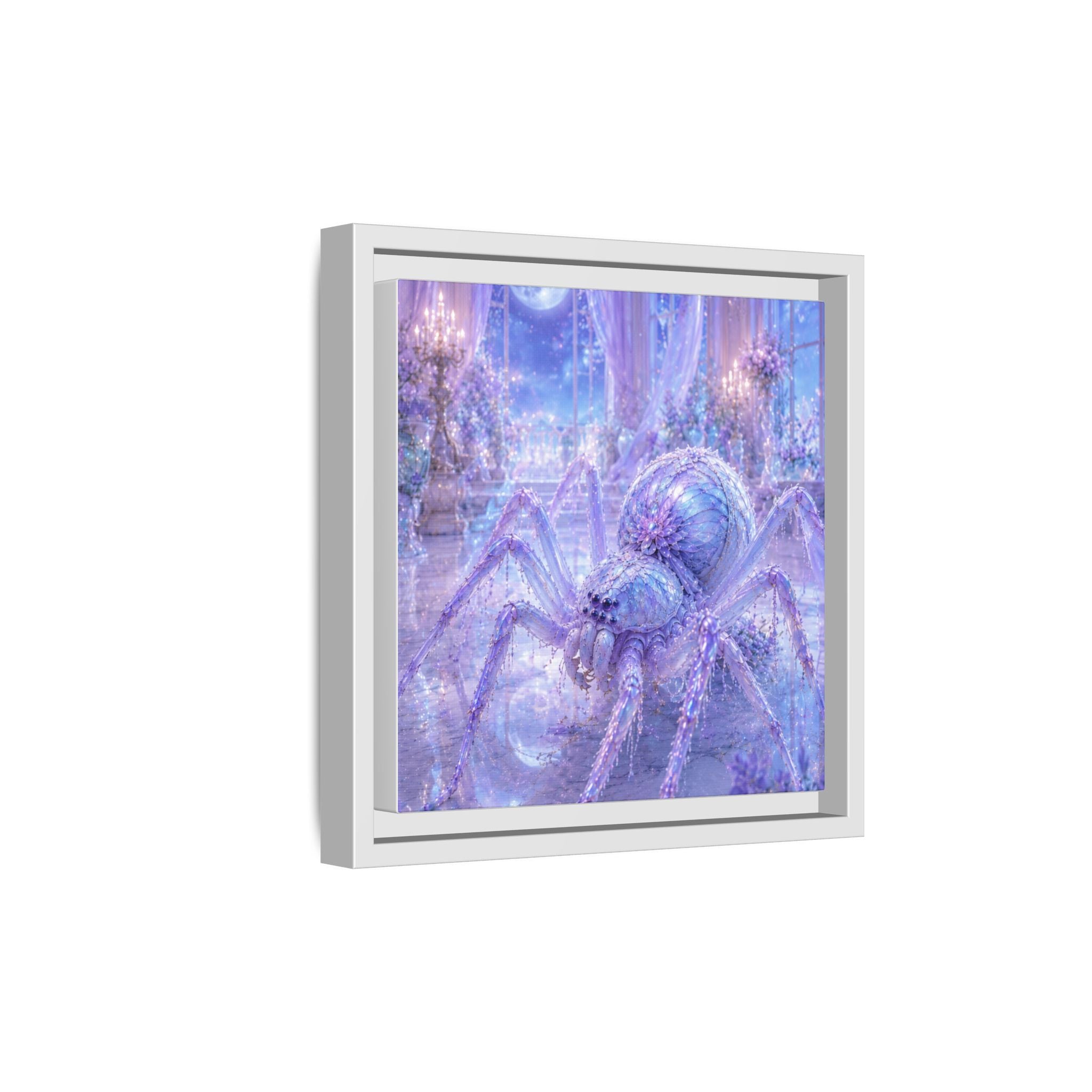 Moonlit Spider Fantasy Canvas Print — Lavender Enchanted Wall Art (Framed)