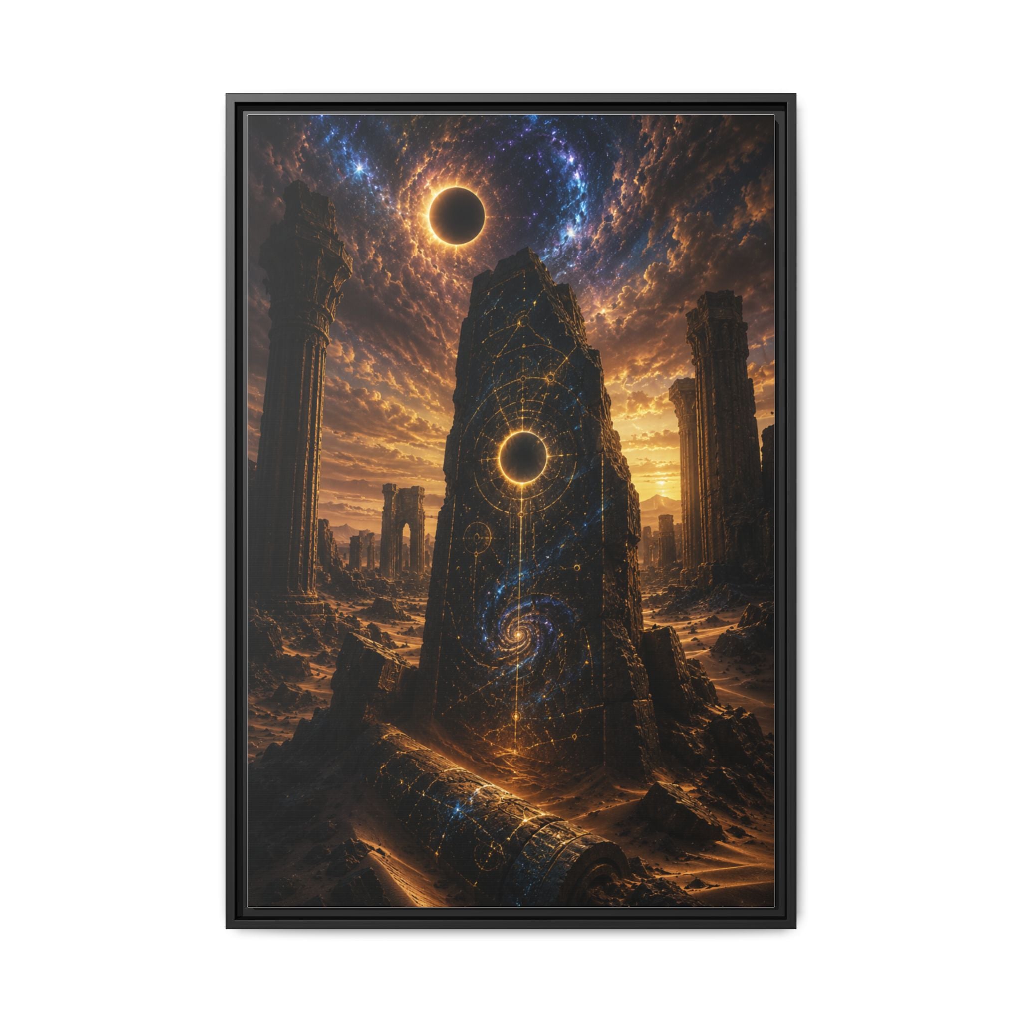 Framed Matte Canvas - Cosmic Obelisk Fantasy Wall Art