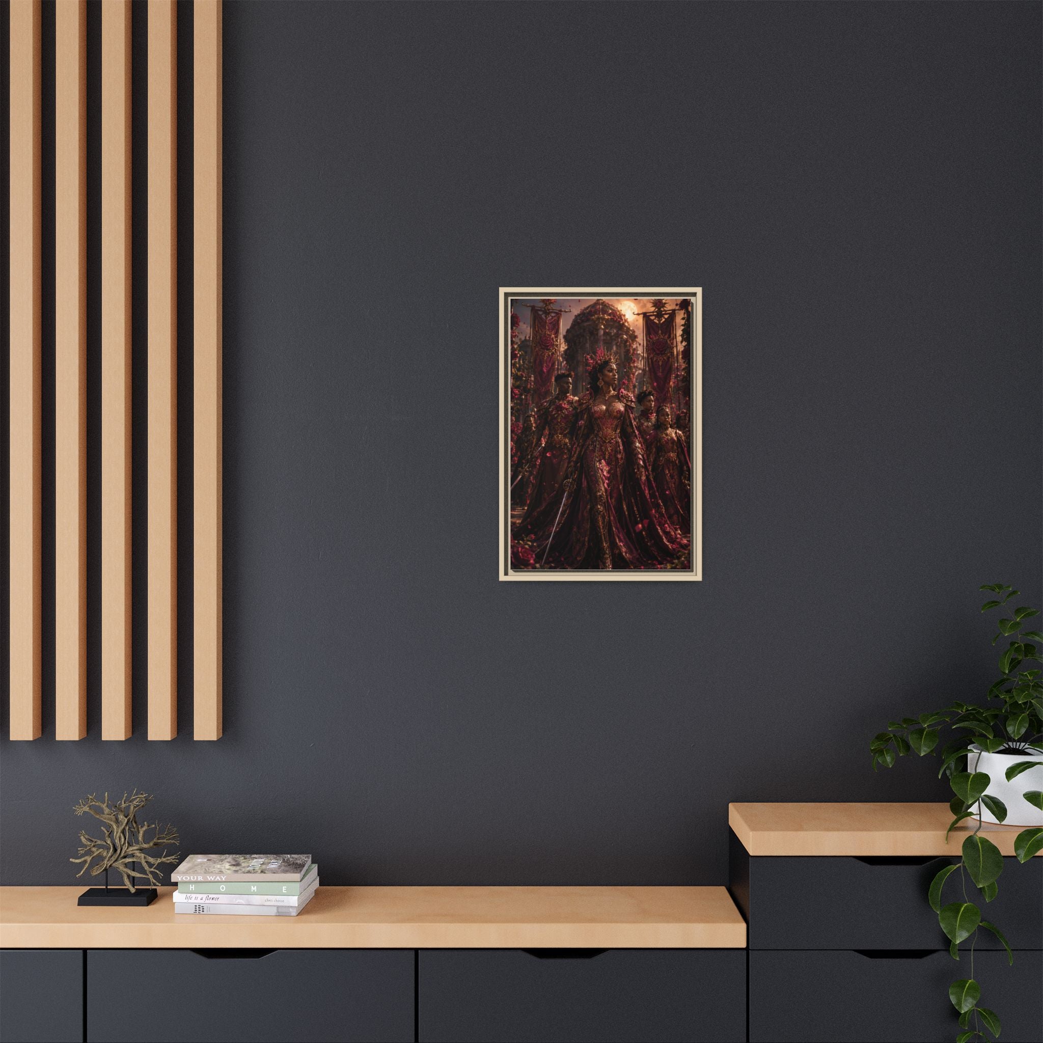 Framed Matte Canvas Art — Regal Fantasy Queen Portrait