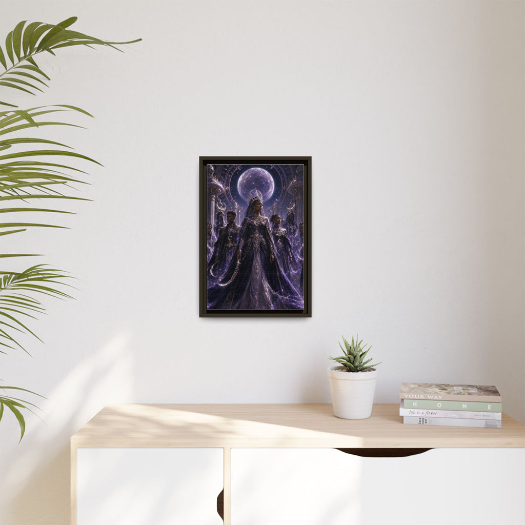 Mystic Moon Queen Framed Matte Canvas Print — Fantasy Royalty Wall Art