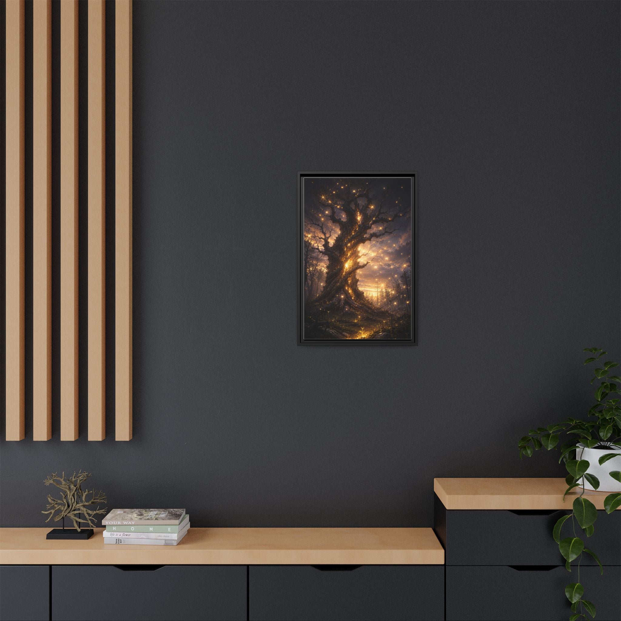 Enchanted Tree Matte Canvas Print — Framed Fantasy Wall Art