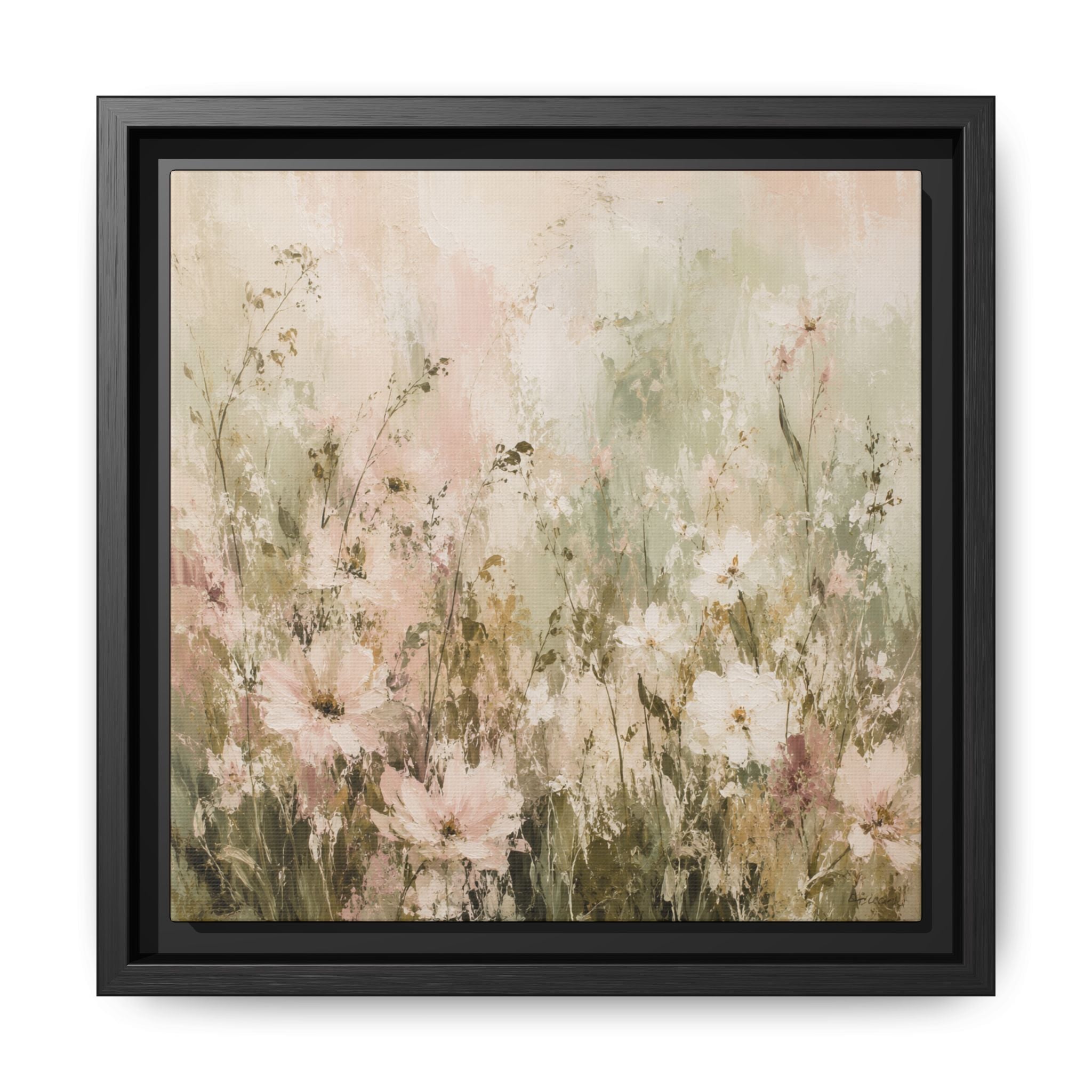 Soft Pastel Wildflower Meadow Framed Canvas | Floral Wall Art
