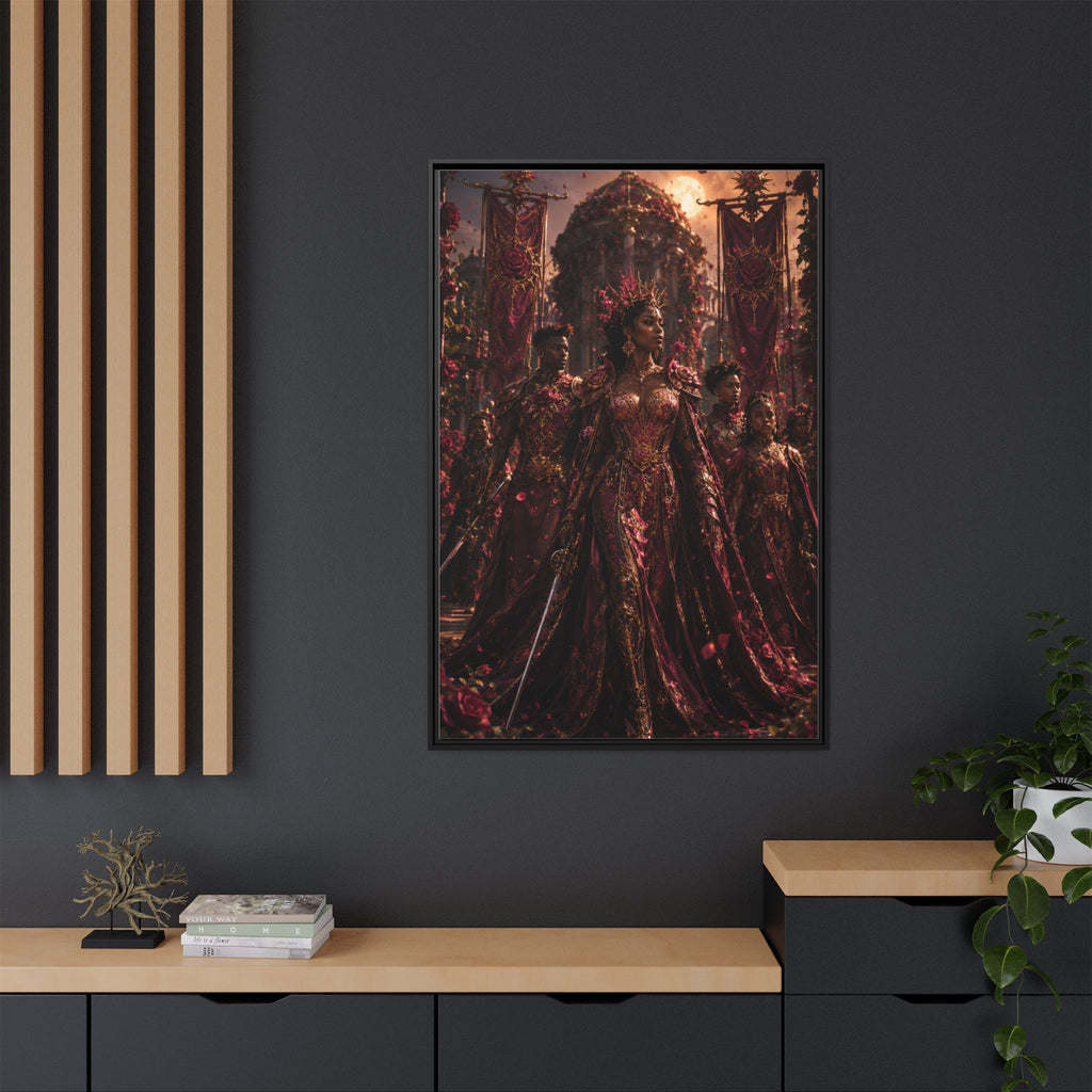 Framed Matte Canvas Art — Regal Fantasy Queen Portrait