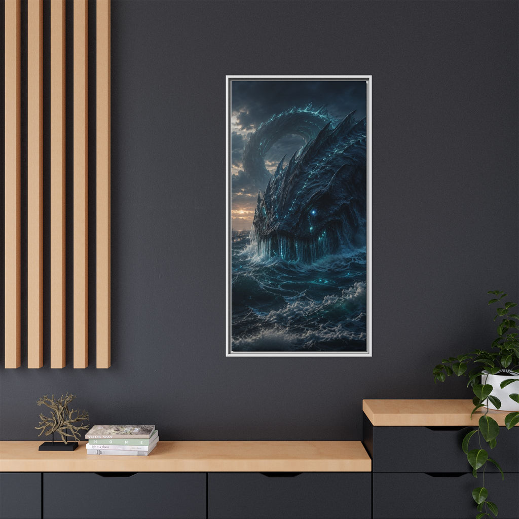 Framed Matte Canvas - Mythic Sea Leviathan Wall Art