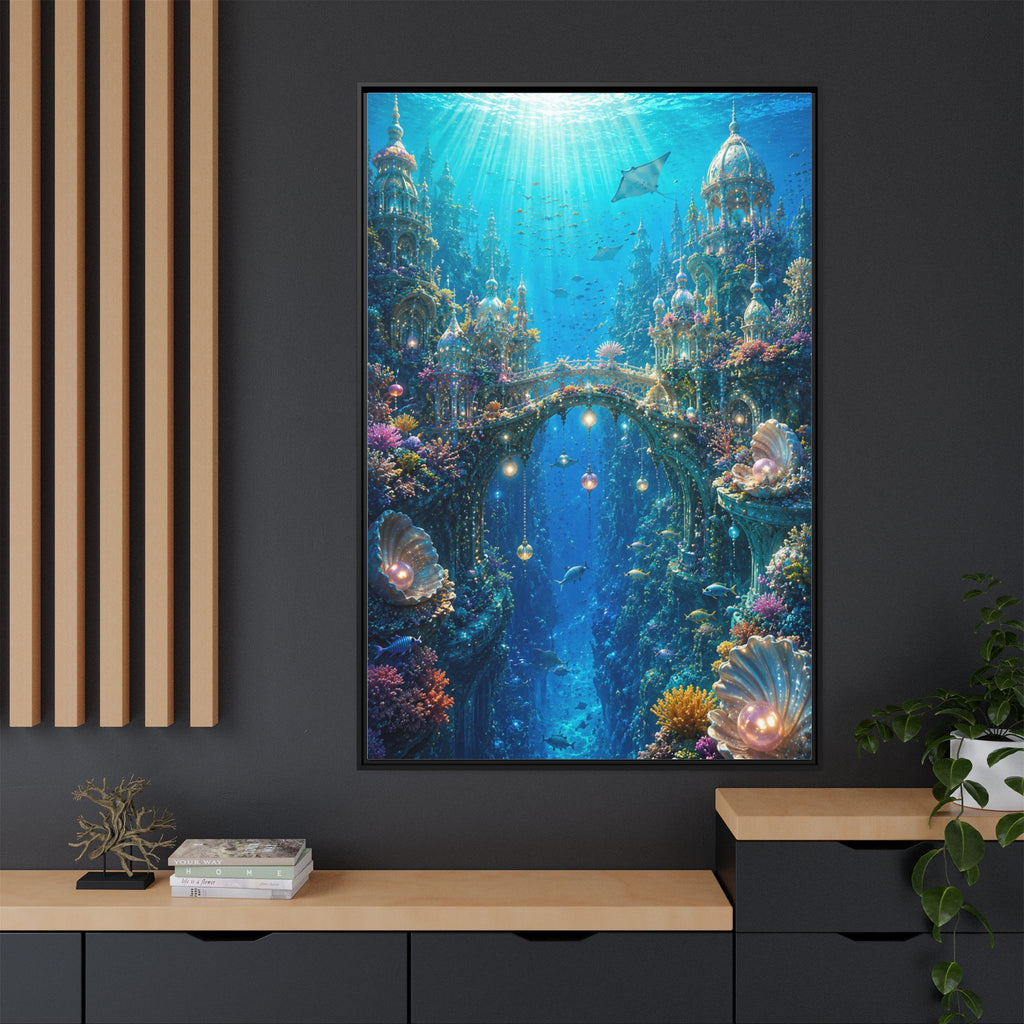 Underwater Fantasy Canvas Print — Framed Matte Ocean City Wall Art