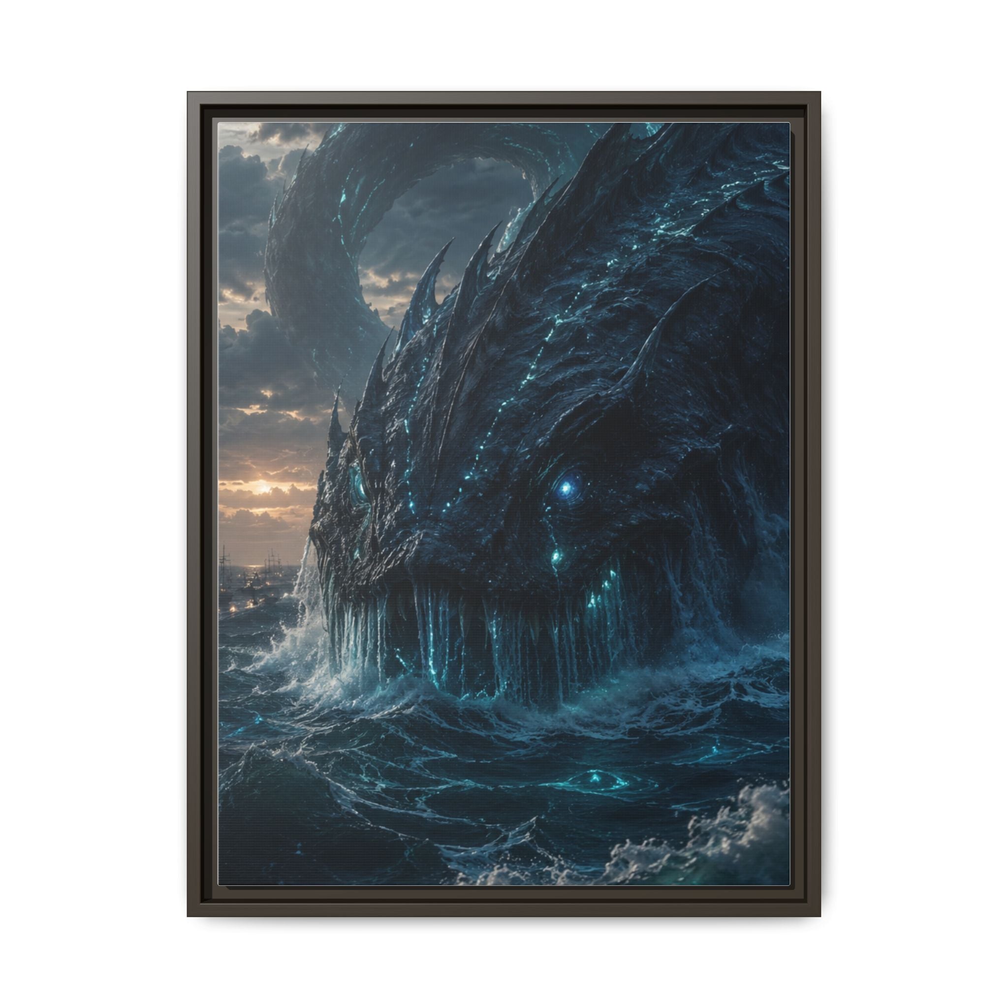 Framed Matte Canvas - Mythic Sea Leviathan Wall Art