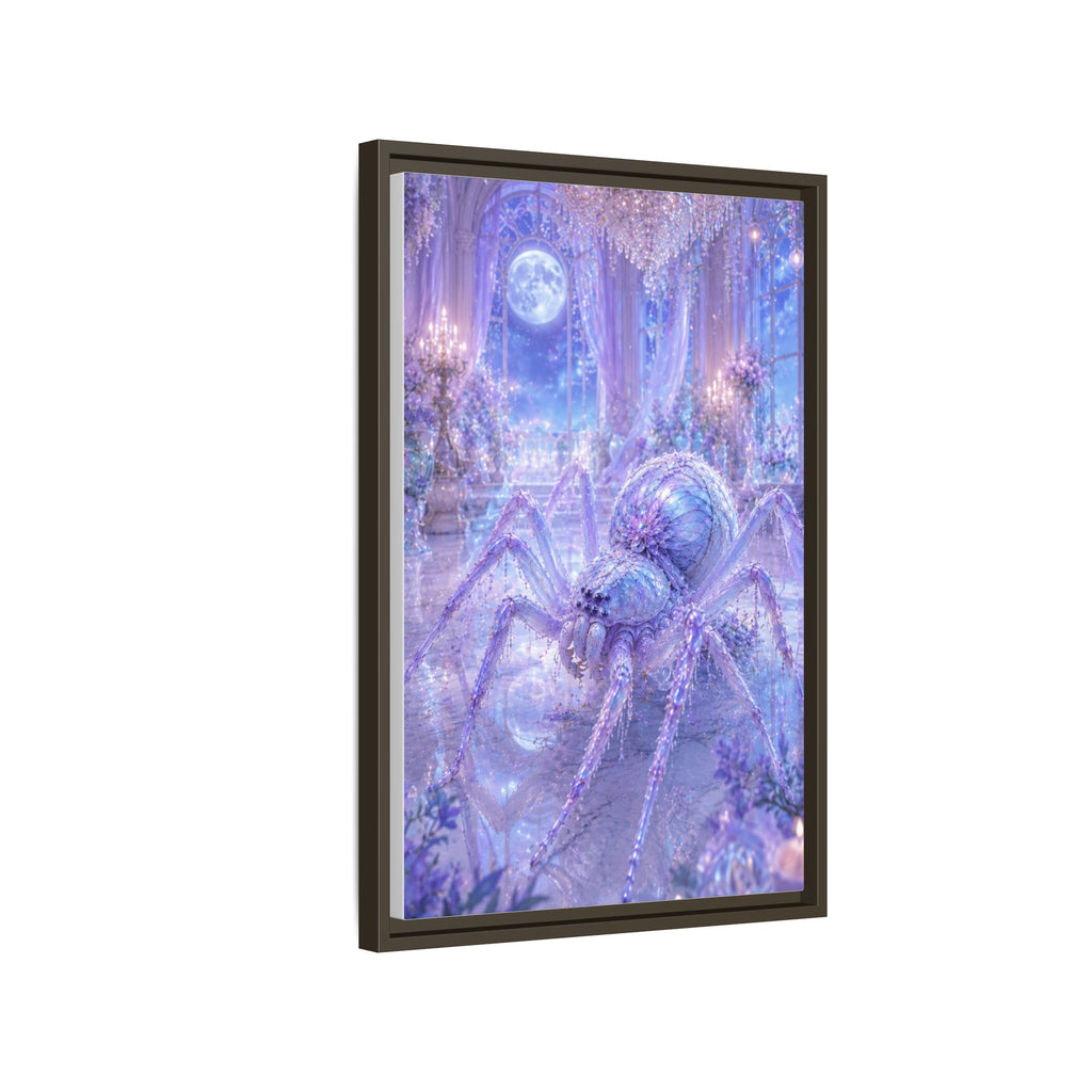 Moonlit Spider Fantasy Canvas Print — Lavender Enchanted Wall Art (Framed)