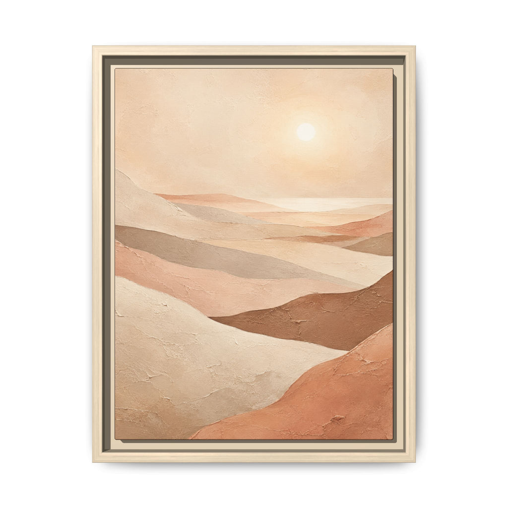 Desert Sunrise Landscape Framed Canvas | Neutral Wall Art