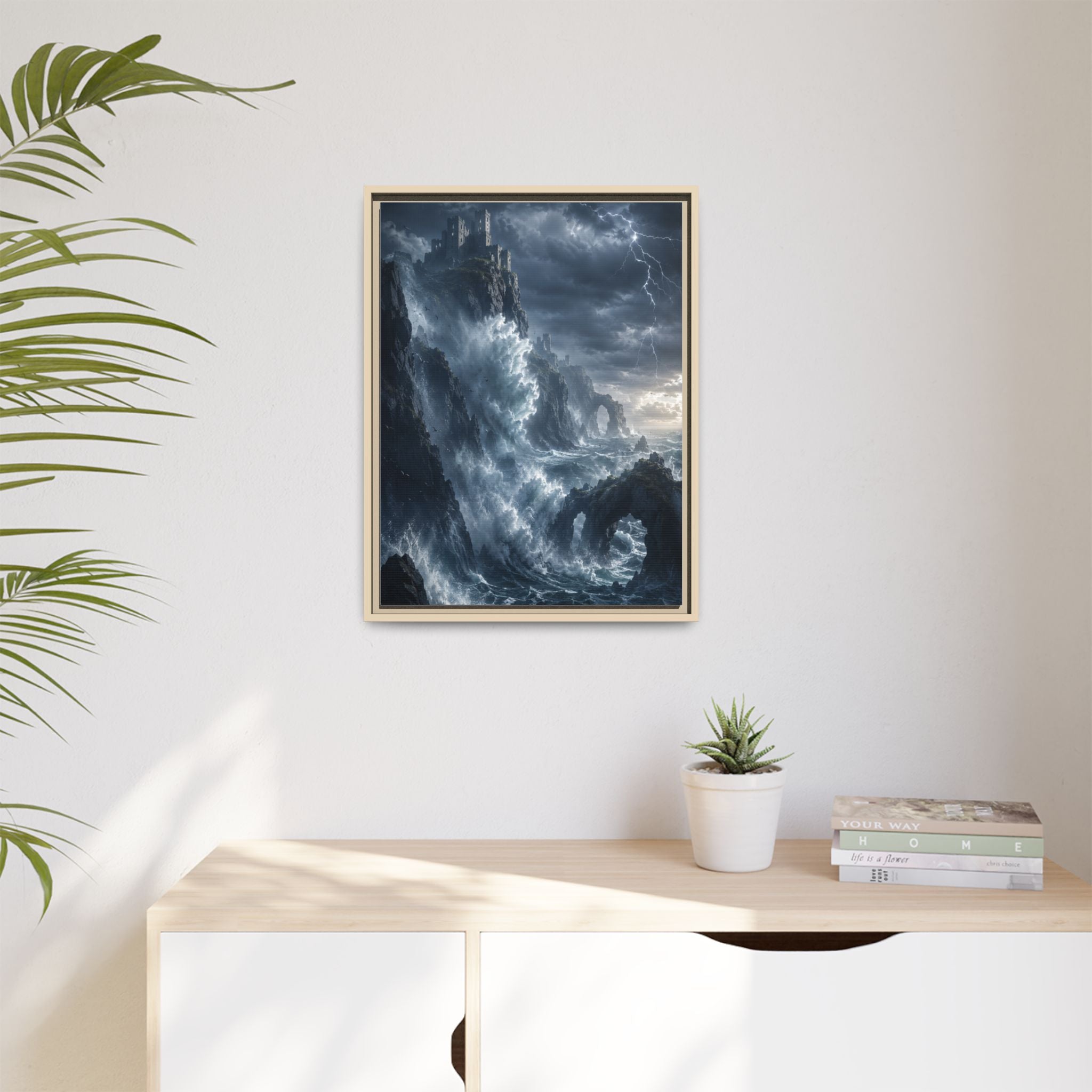 Framed Matte Canvas - Stormy Ocean Fantasy Wall Art