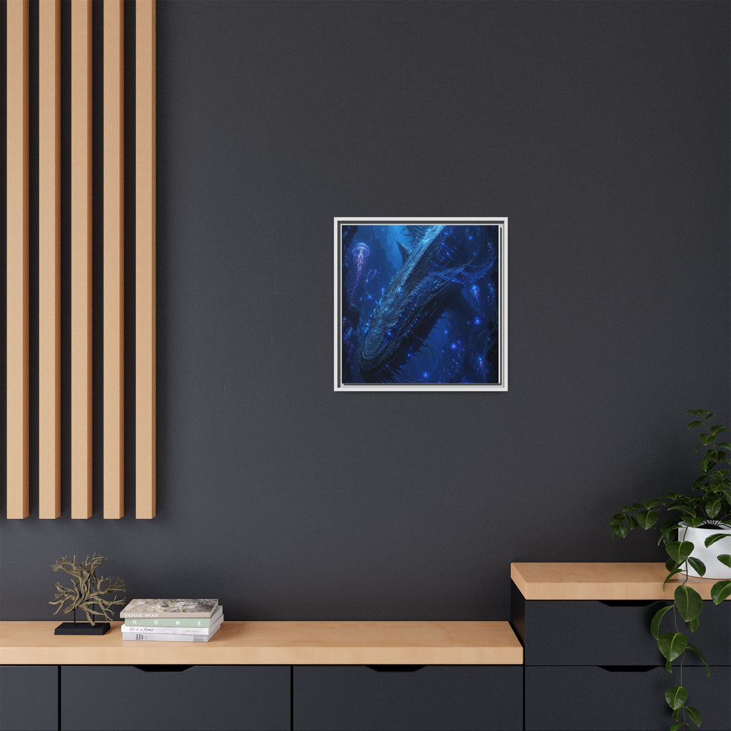 Framed Matte Canvas Art - Deep Sea Leviathan Fantasy Print