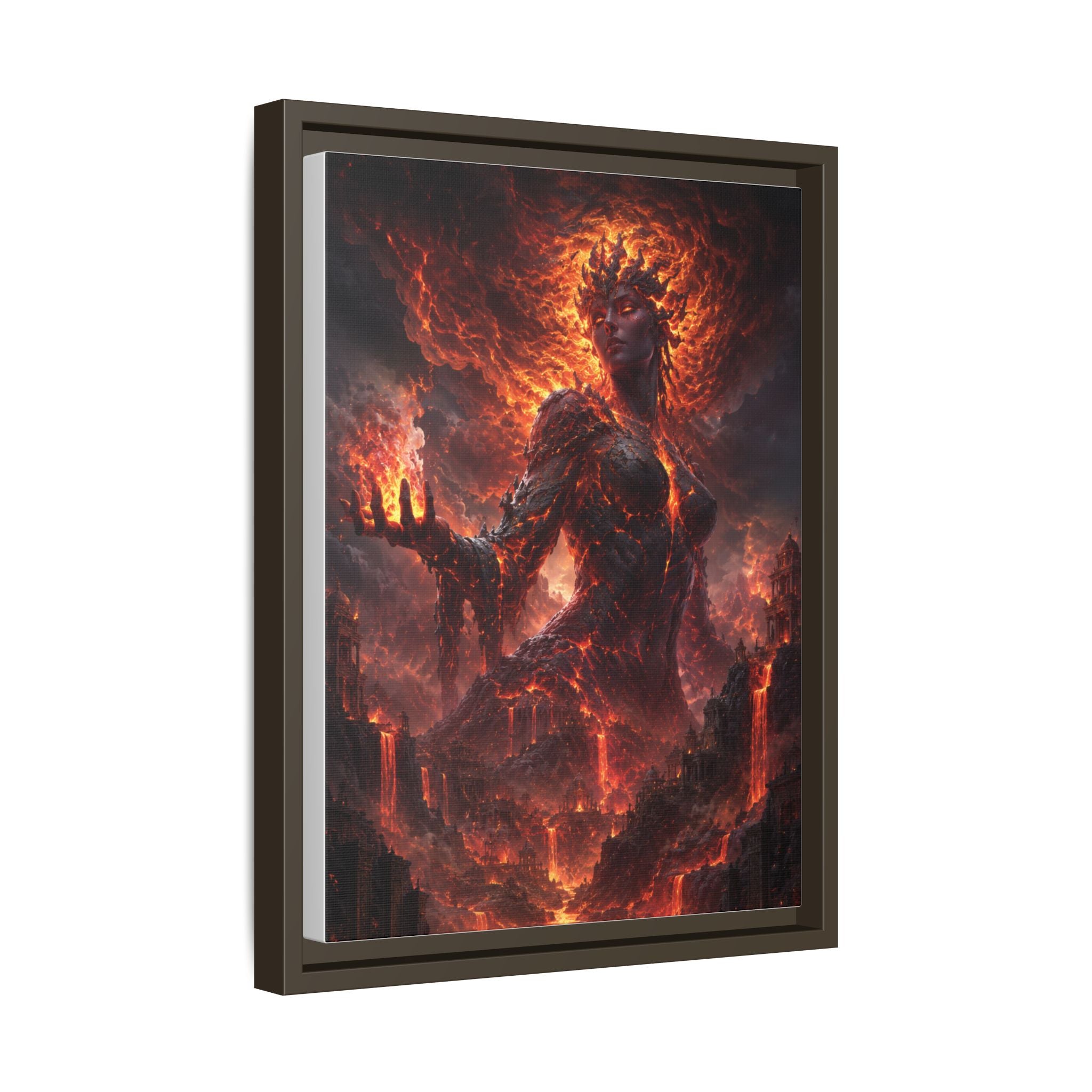Framed Matte Canvas — Fiery Demon Goddess Wall Art