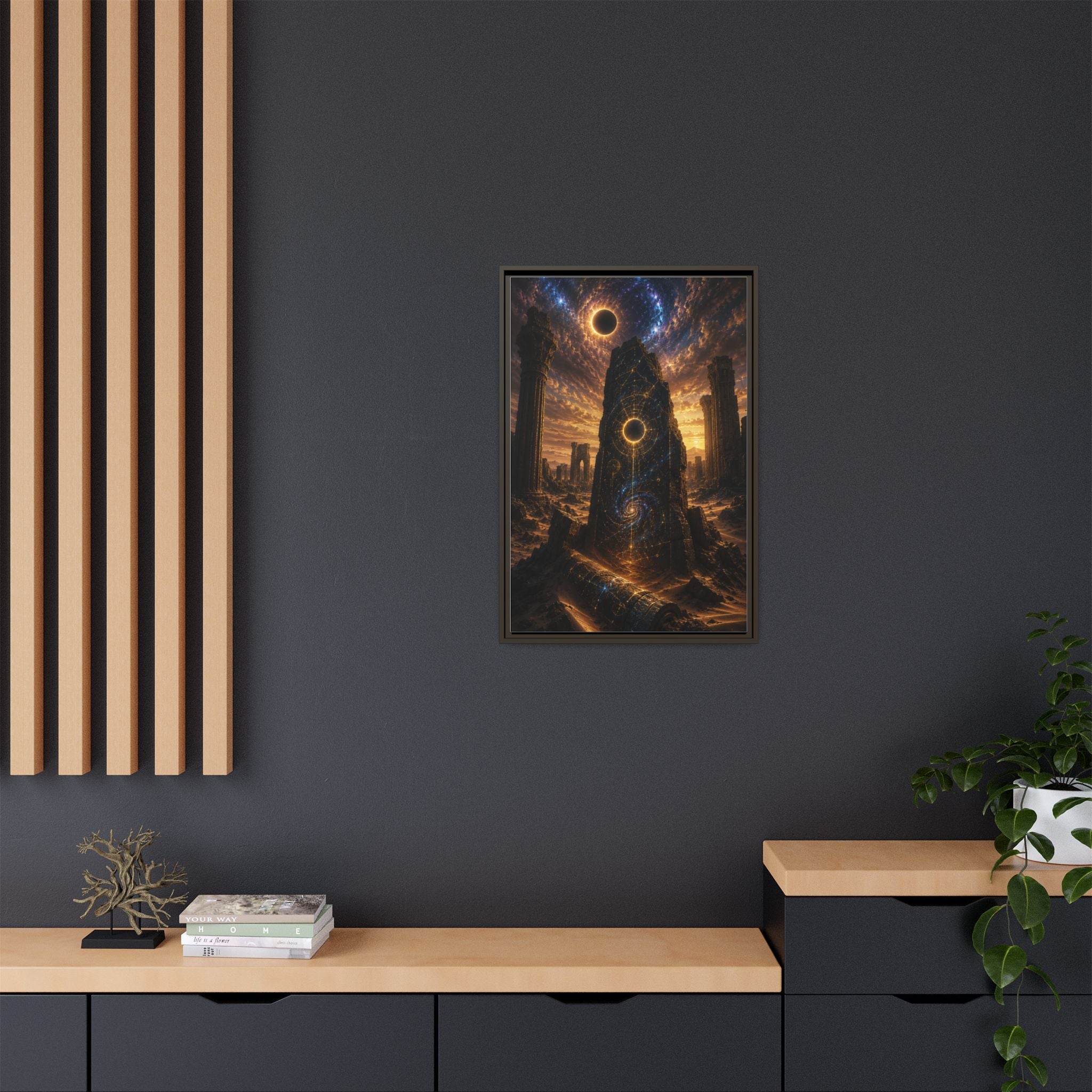 Framed Matte Canvas - Cosmic Obelisk Fantasy Wall Art