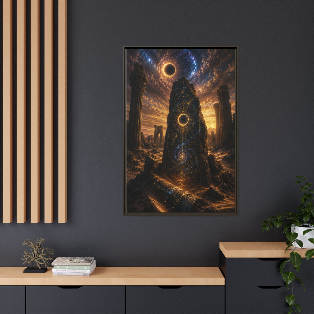 Framed Matte Canvas - Cosmic Obelisk Fantasy Wall Art