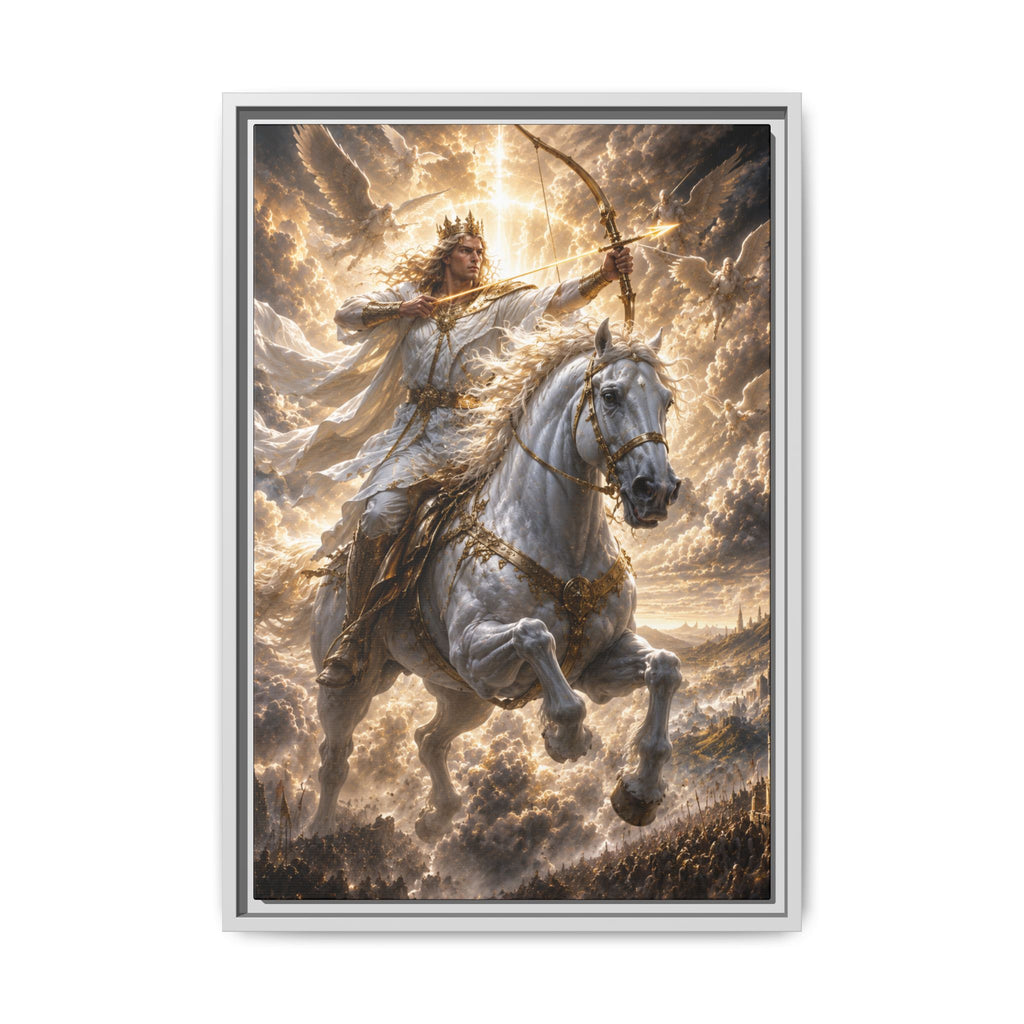Mythic Warrior on White Steed — Fine Art Paper Print Wall Art