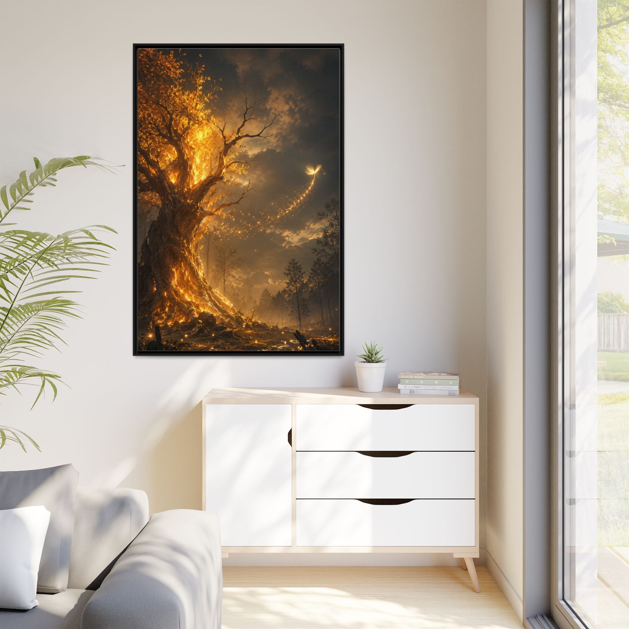 Framed Matte Canvas — Glowing Enchanted Tree Wall Art