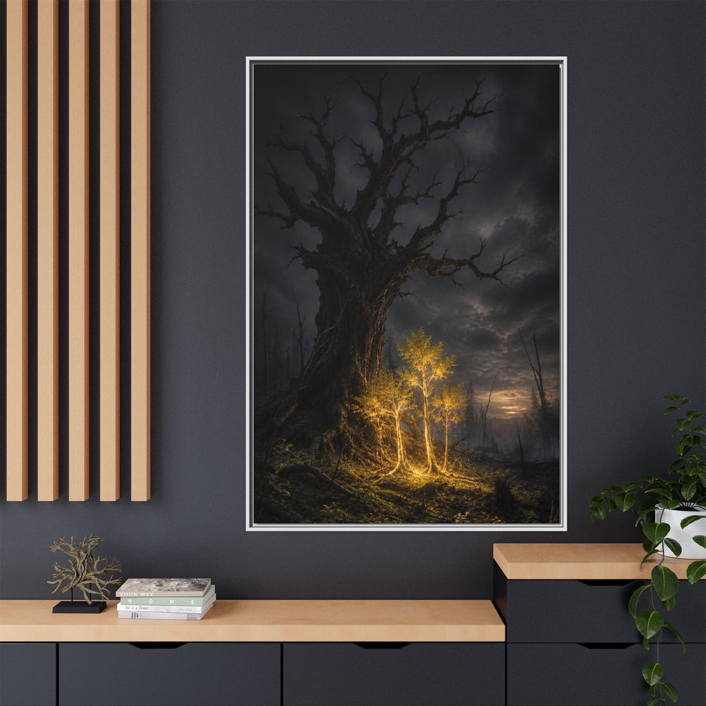 Framed Matte Canvas — Glowing Enchanted Tree Wall Art