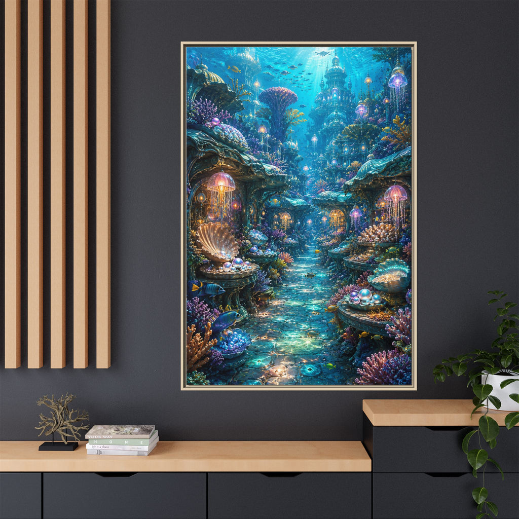 Framed Matte Canvas - Enchanted Underwater Coral Reef Print
