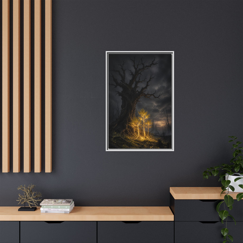 Framed Matte Canvas — Glowing Enchanted Tree Wall Art