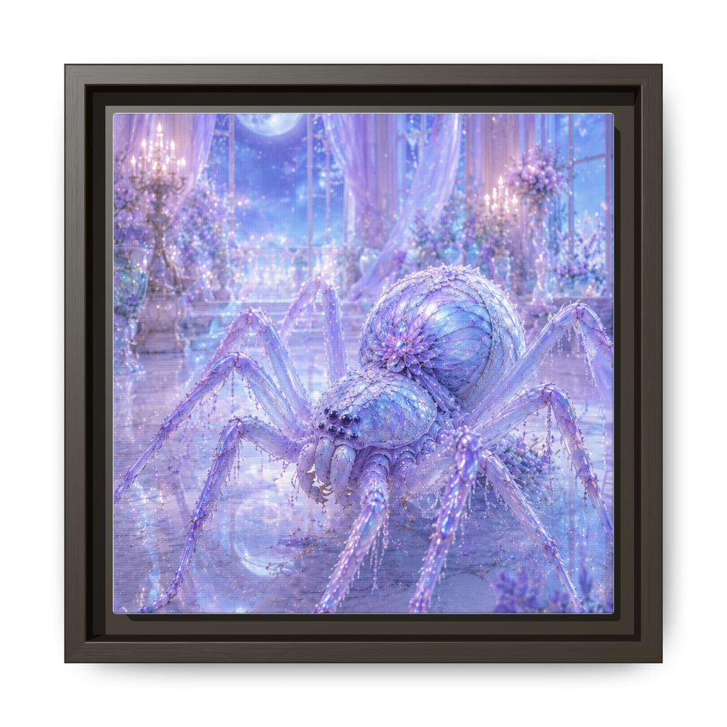 Moonlit Spider Fantasy Canvas Print — Lavender Enchanted Wall Art (Framed)