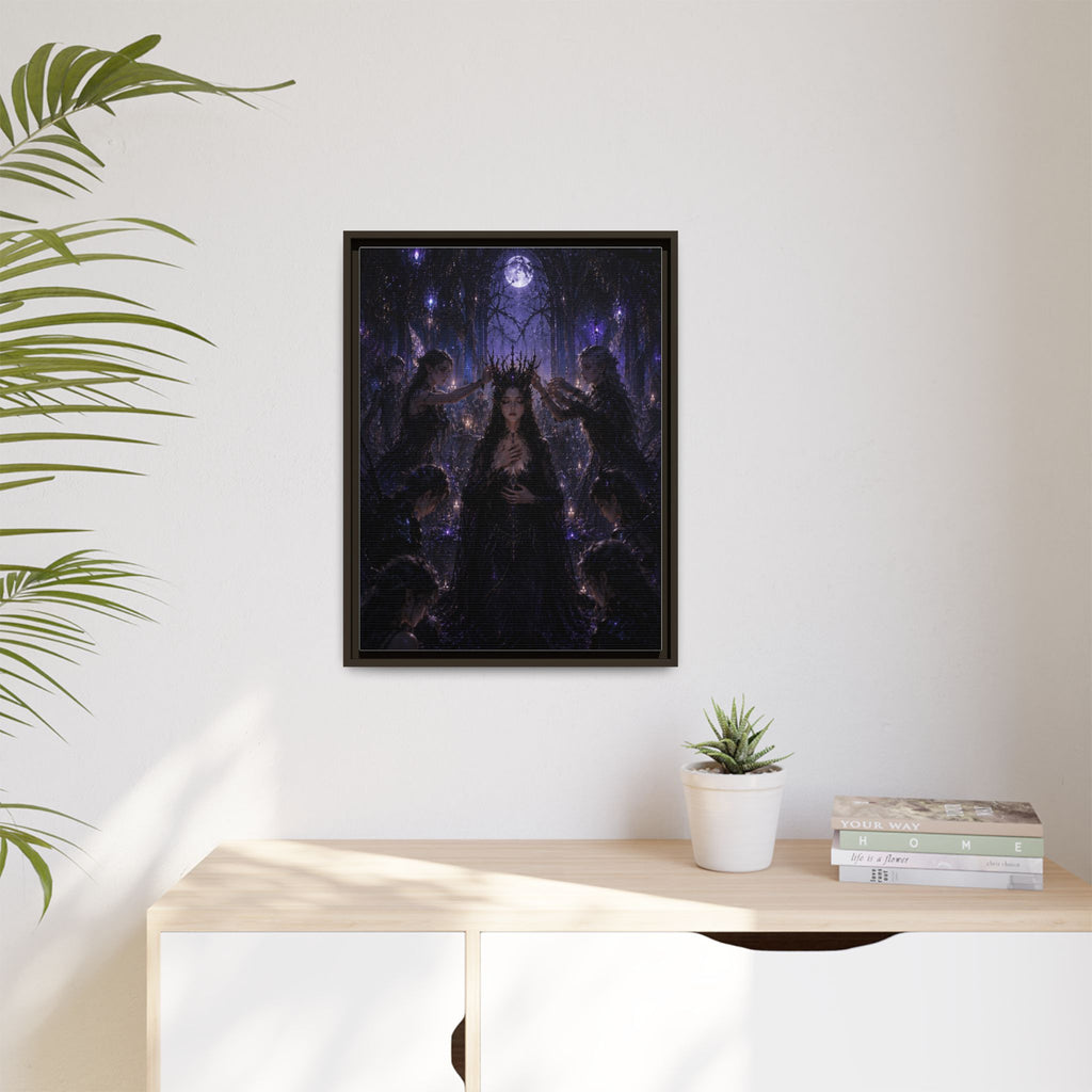 Gothic Moon Queen Framed Canvas Print