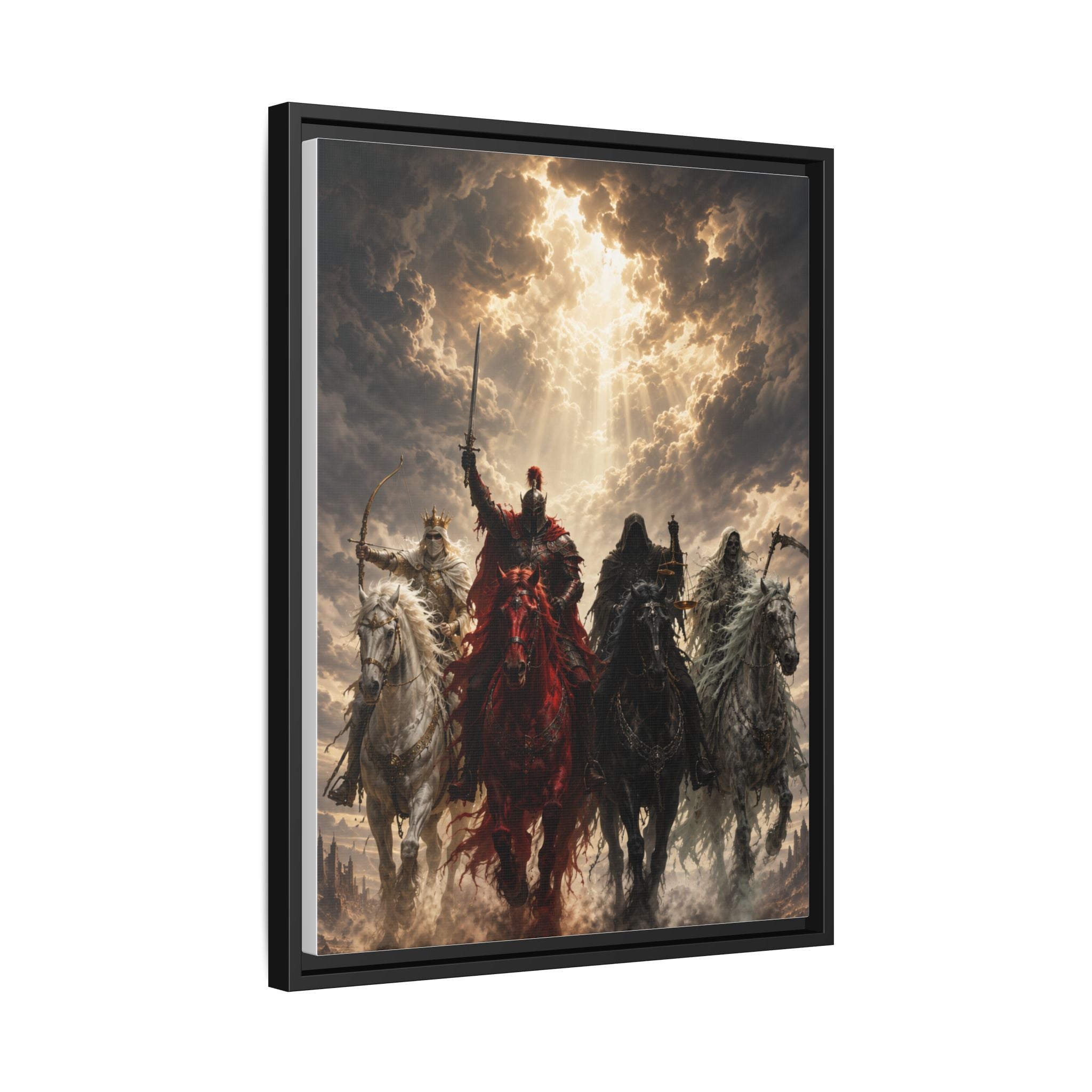 Framed Matte Canvas Print — Four Horsemen Fantasy Wall Art