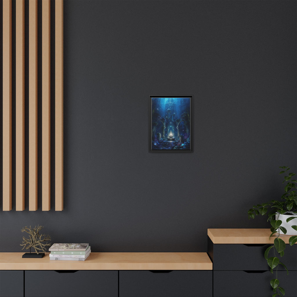 Framed Matte Canvas - Enchanted Underwater Temple Fantasy Art