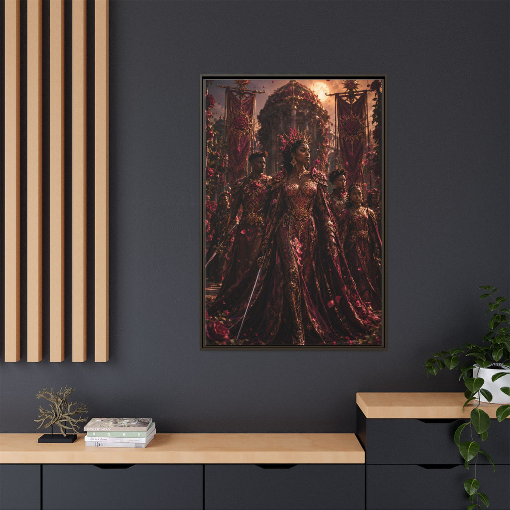 Framed Matte Canvas Art — Regal Fantasy Queen Portrait