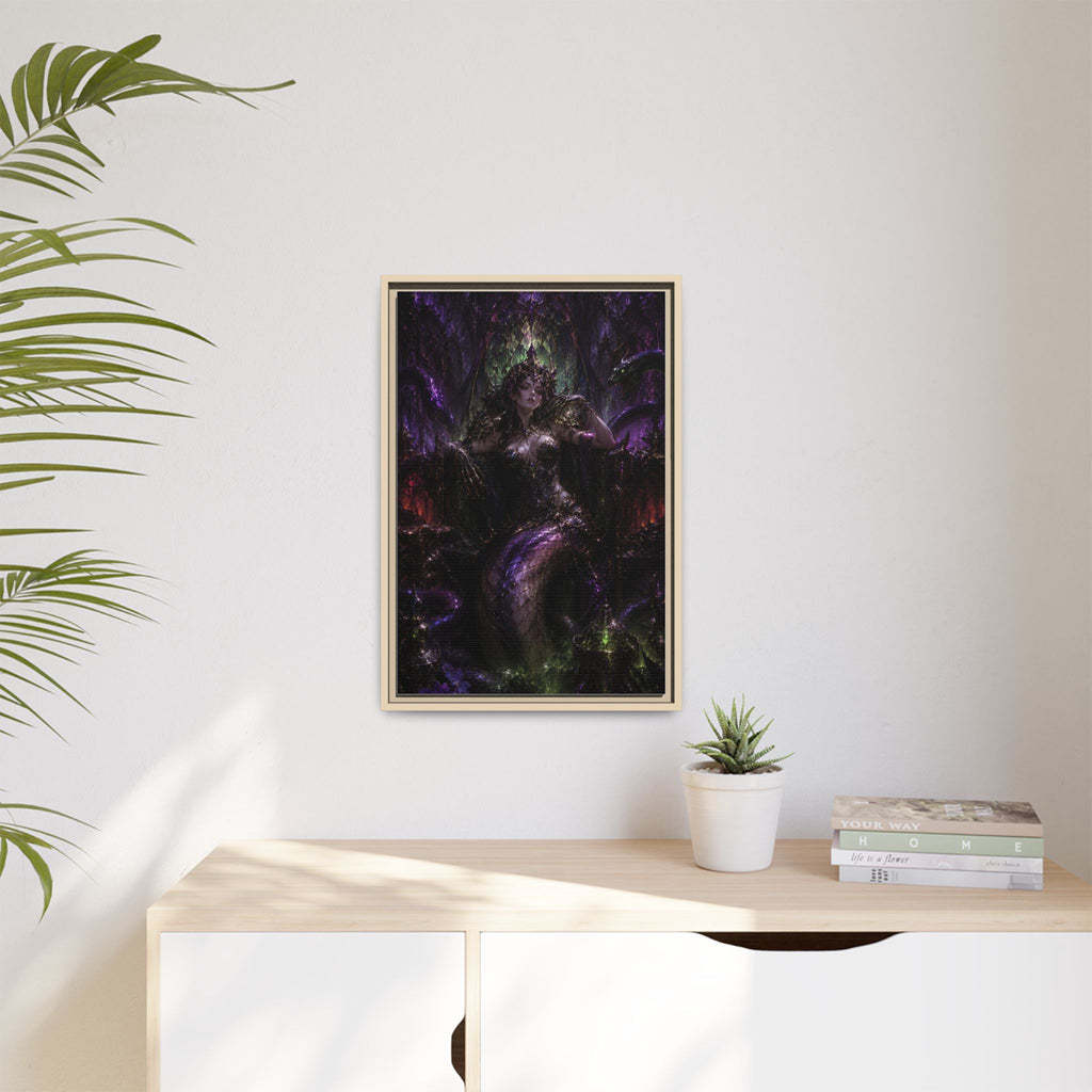 Dark Fantasy Goddess Matte Canvas Print — Framed Multi‑Color Wall Art