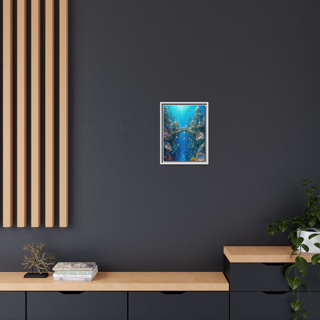 Underwater Fantasy Matte Canvas Framed Print — Ocean City Coral Reef Wall Art