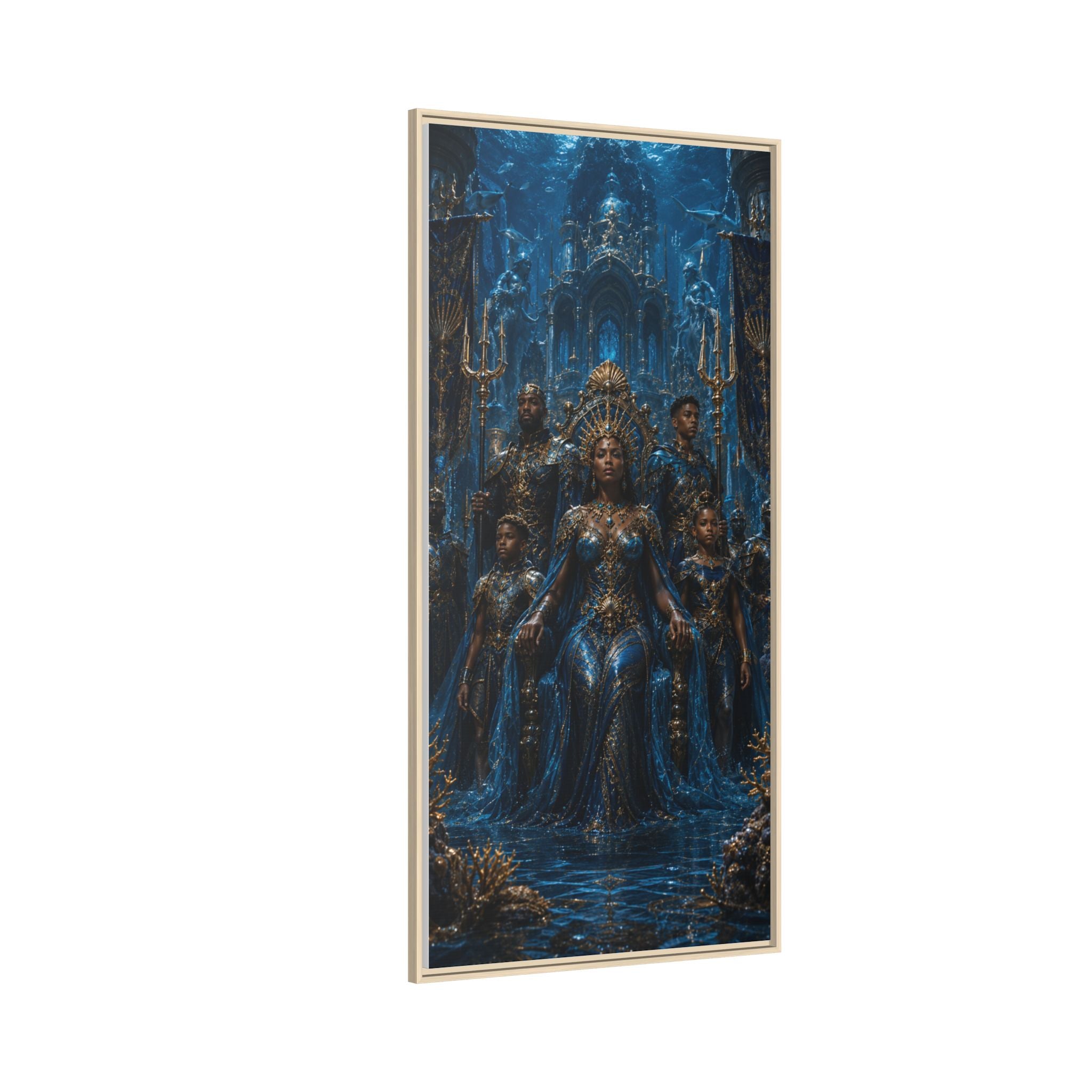 Underwater Queen Matte Framed Canvas — Oceanic Fantasy Wall Art