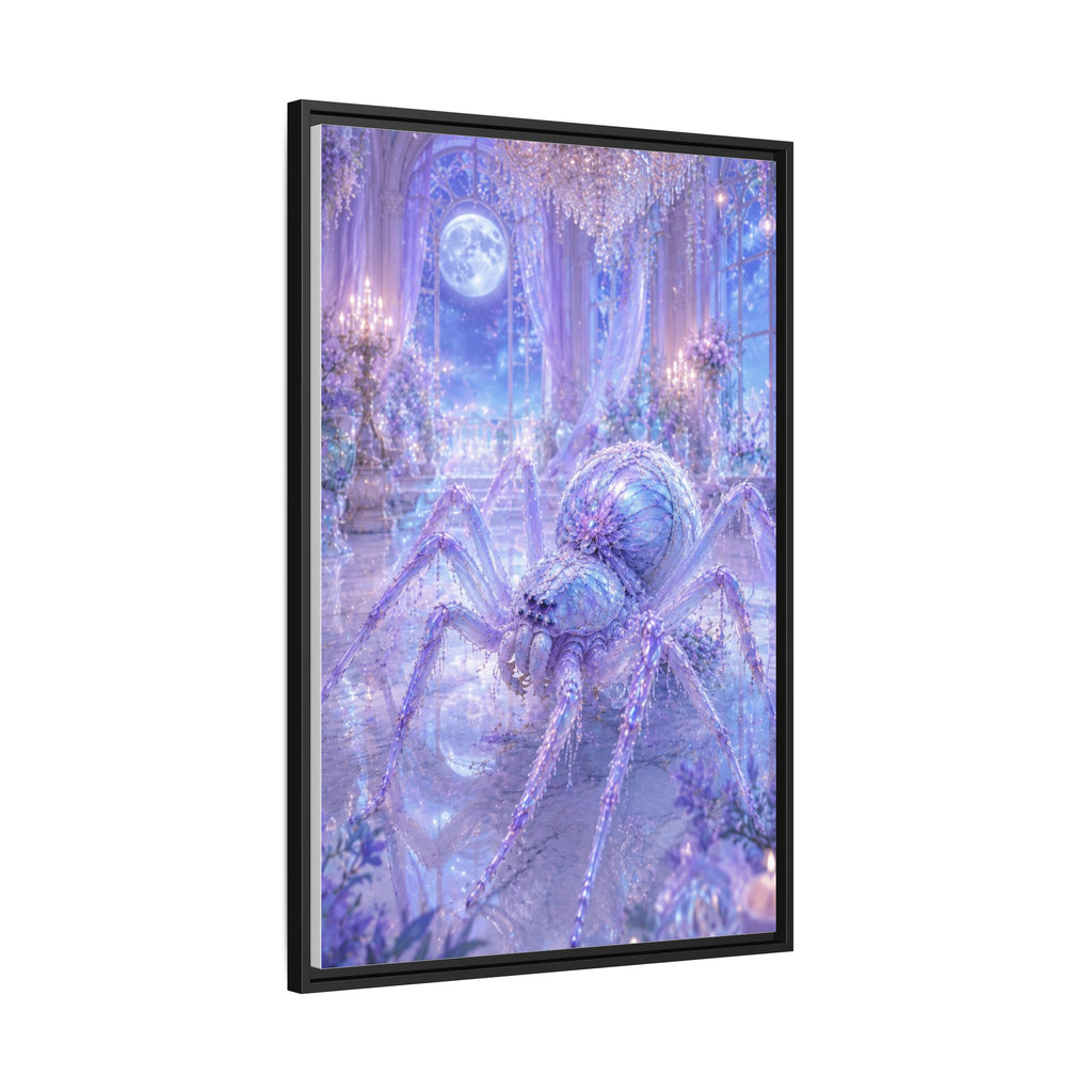 Moonlit Spider Fantasy Canvas Print — Lavender Enchanted Wall Art (Framed)