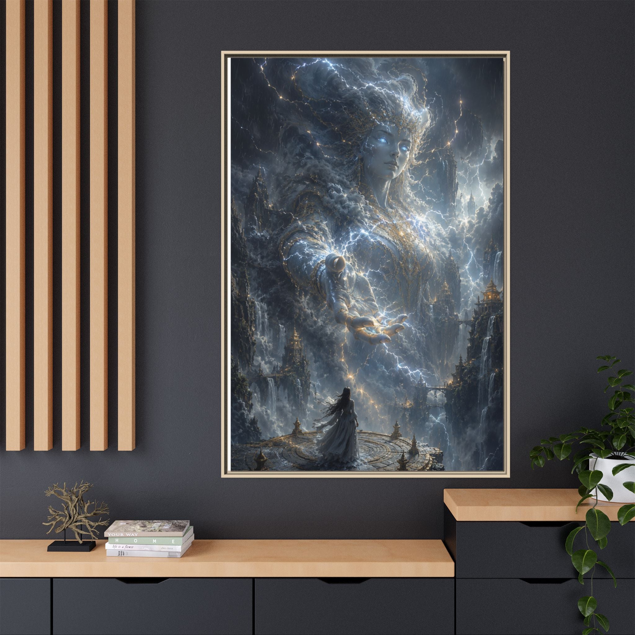 Framed Matte Canvas Print — Ethereal Star Goddess Fantasy Wall Art