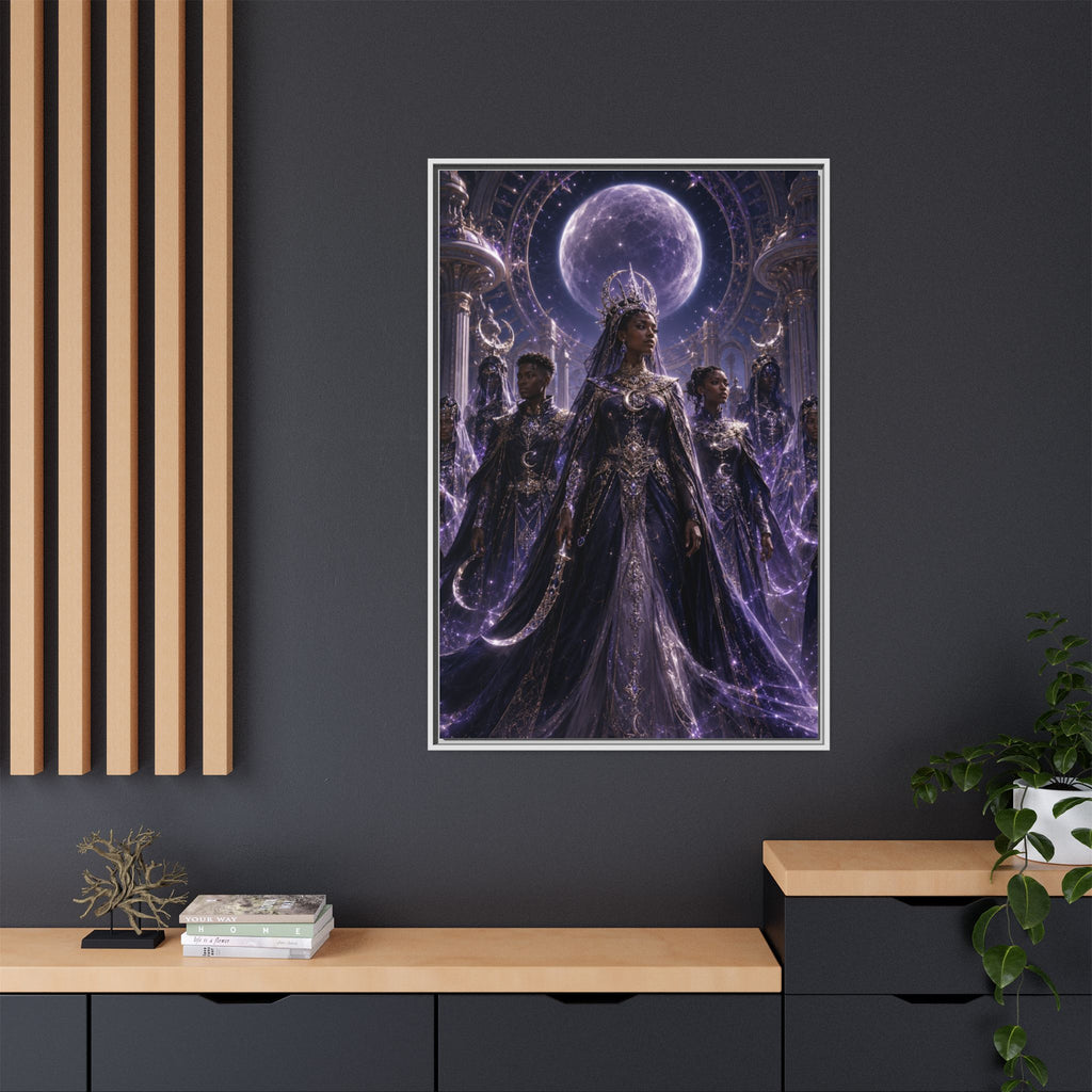 Mystic Moon Queen Framed Matte Canvas Print — Fantasy Royalty Wall Art