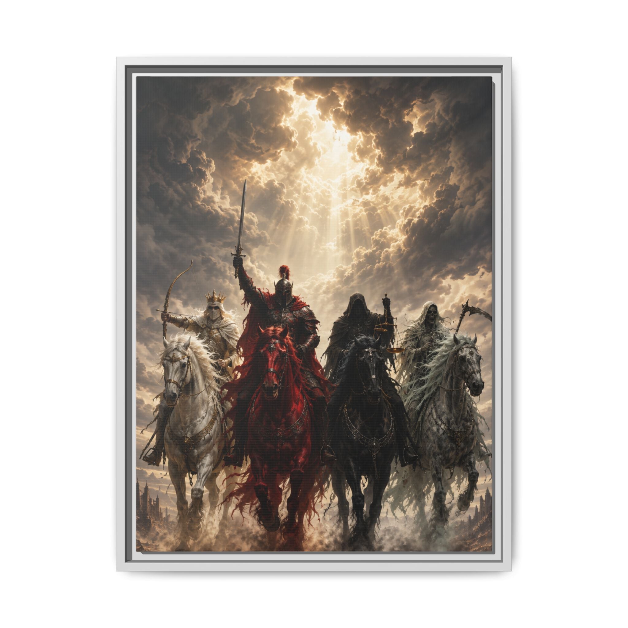 Framed Matte Canvas Print — Four Horsemen Fantasy Wall Art