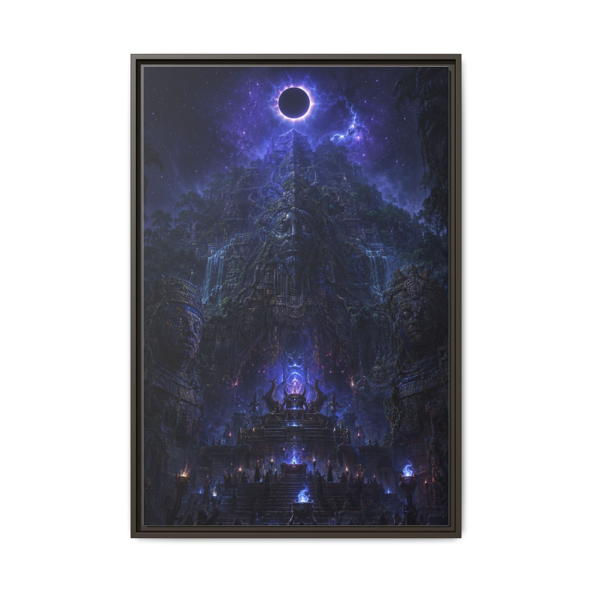Dark Fantasy Canvas Print — Eclipse Over Mystic Citadel (Framed Matte)