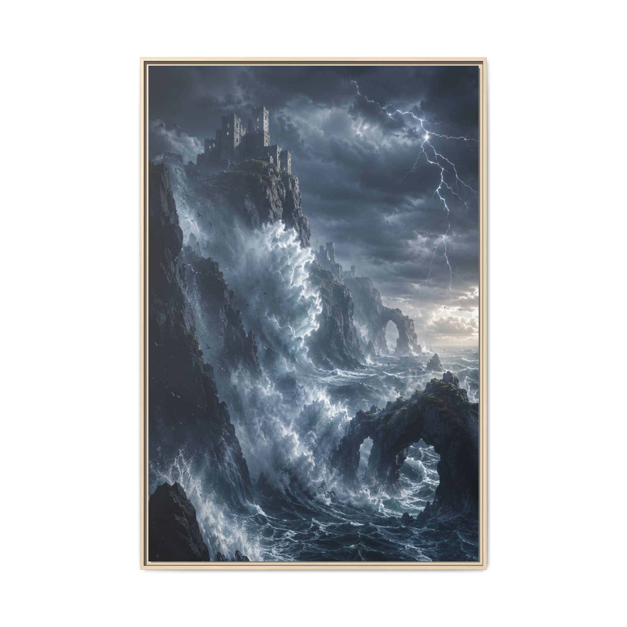 Framed Matte Canvas - Stormy Ocean Fantasy Wall Art