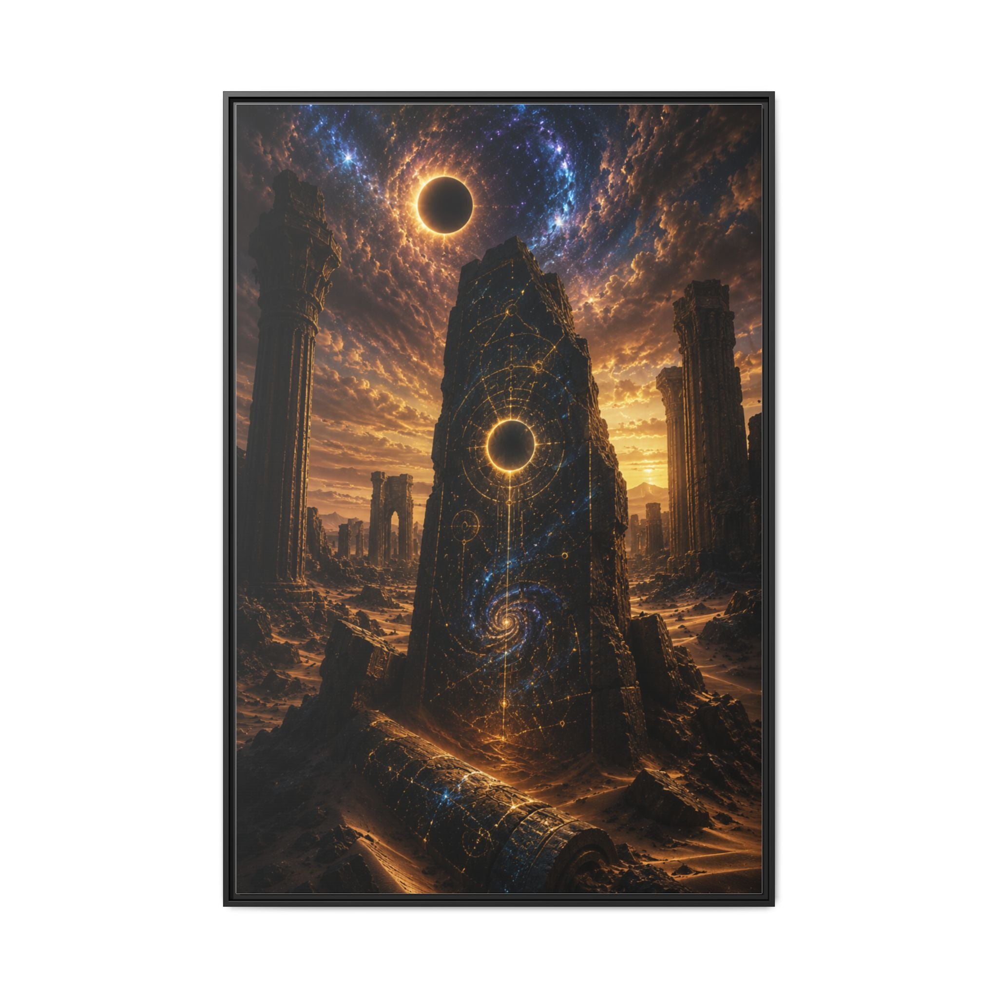 Framed Matte Canvas - Cosmic Obelisk Fantasy Wall Art
