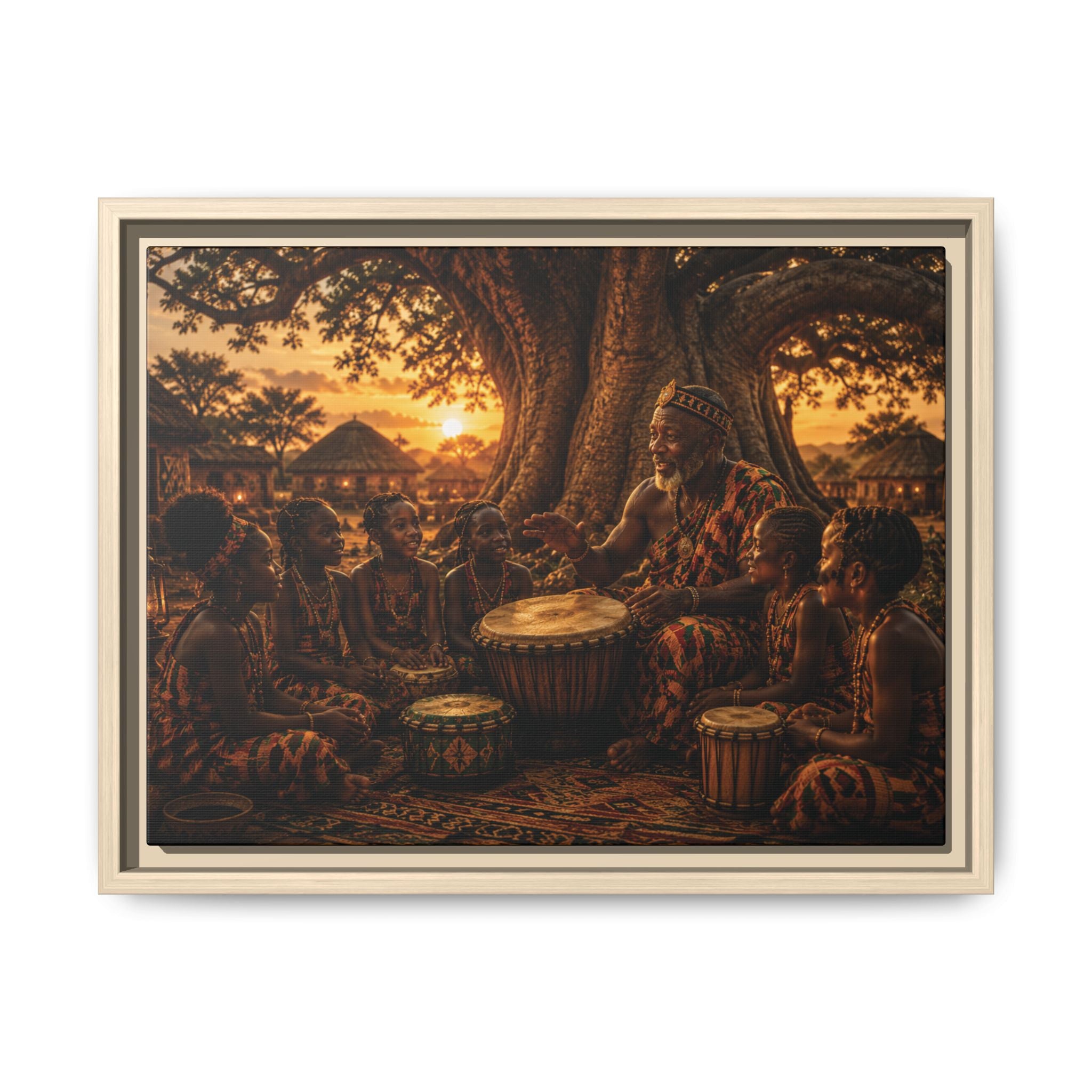 Fine Art Paper Print — African Drum Circle Sunset Wall Art