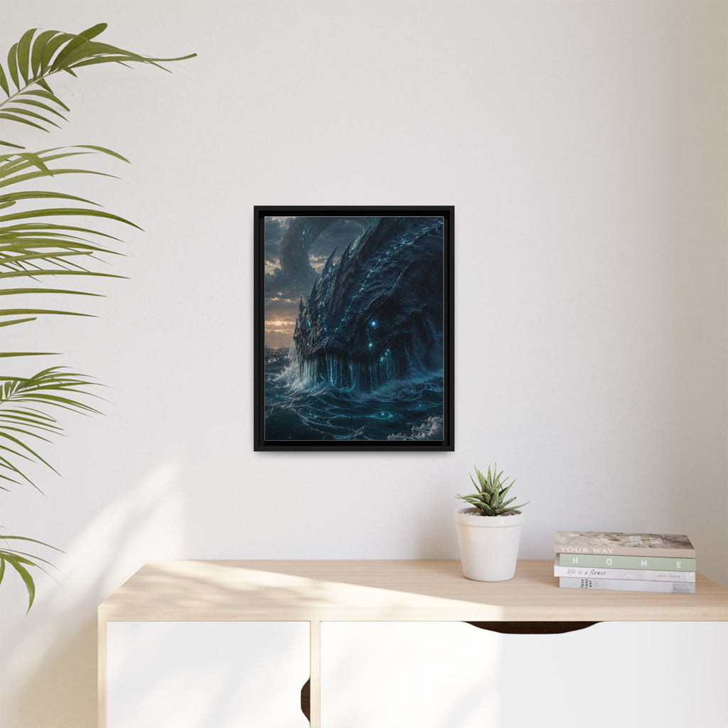 Framed Matte Canvas - Mythic Sea Leviathan Wall Art