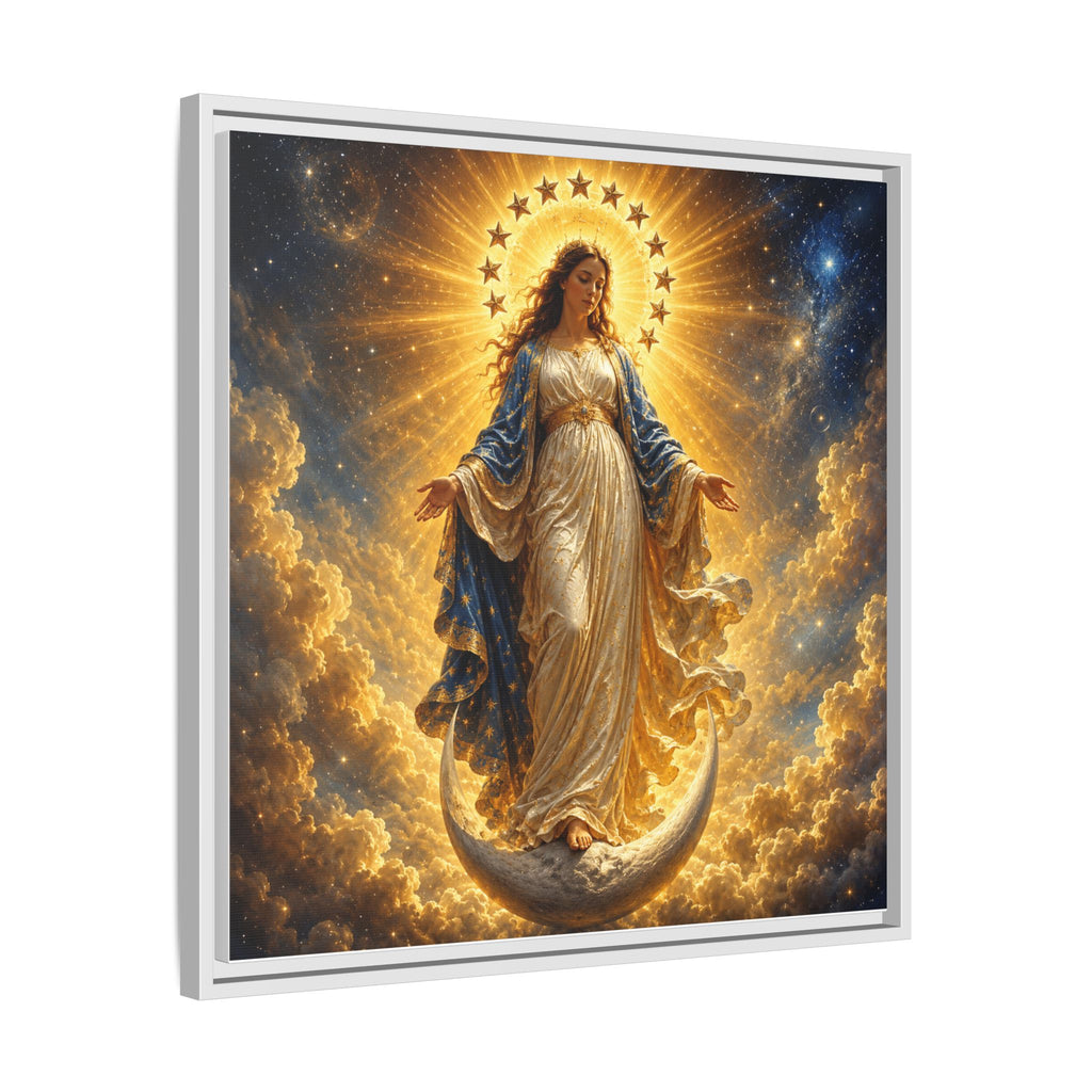 Madonna and Childlike Grace Framed Matte Canvas – Radiant Virgin Mary Wall Art